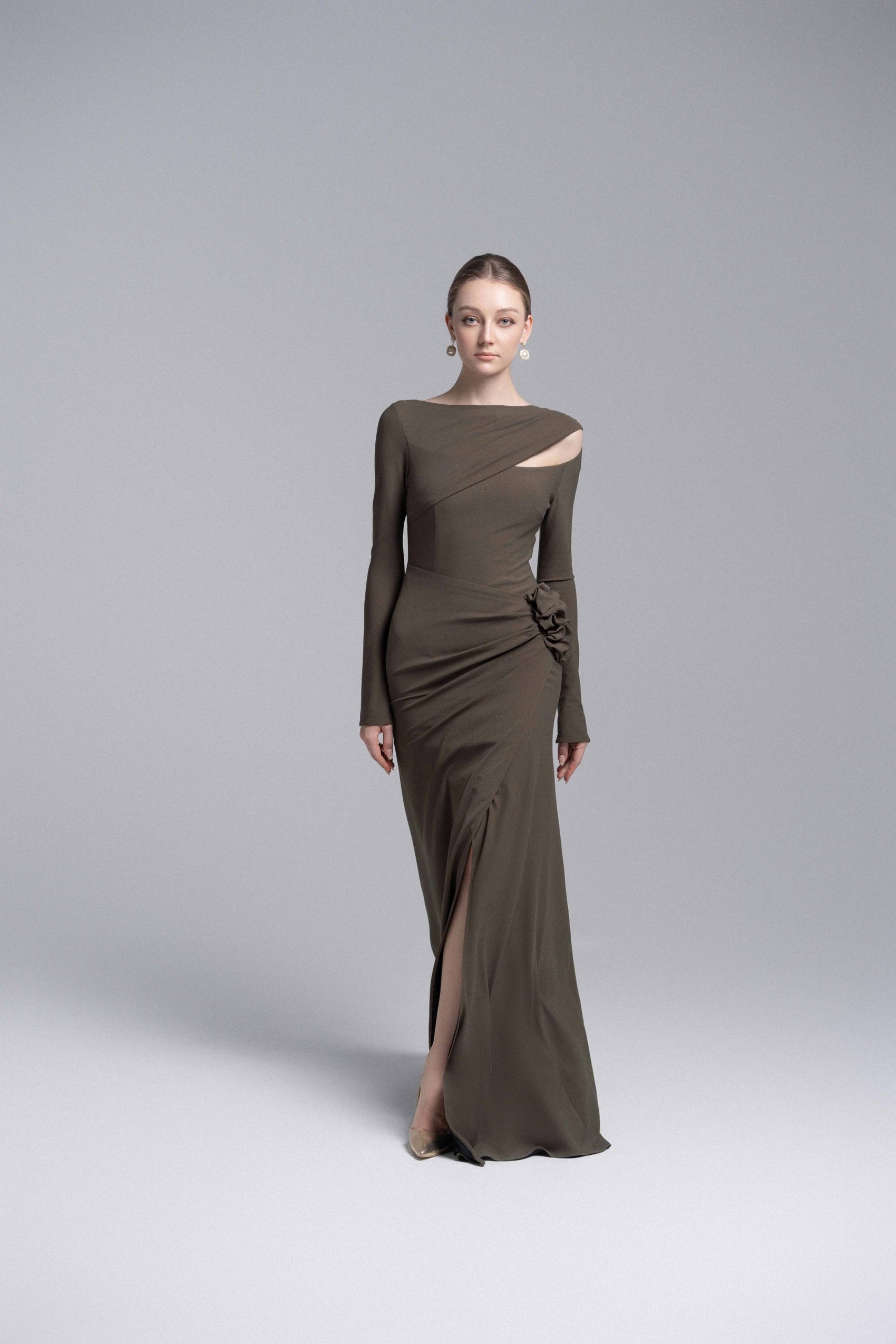 Pewter 3D Floral Mermaid Dress image 1