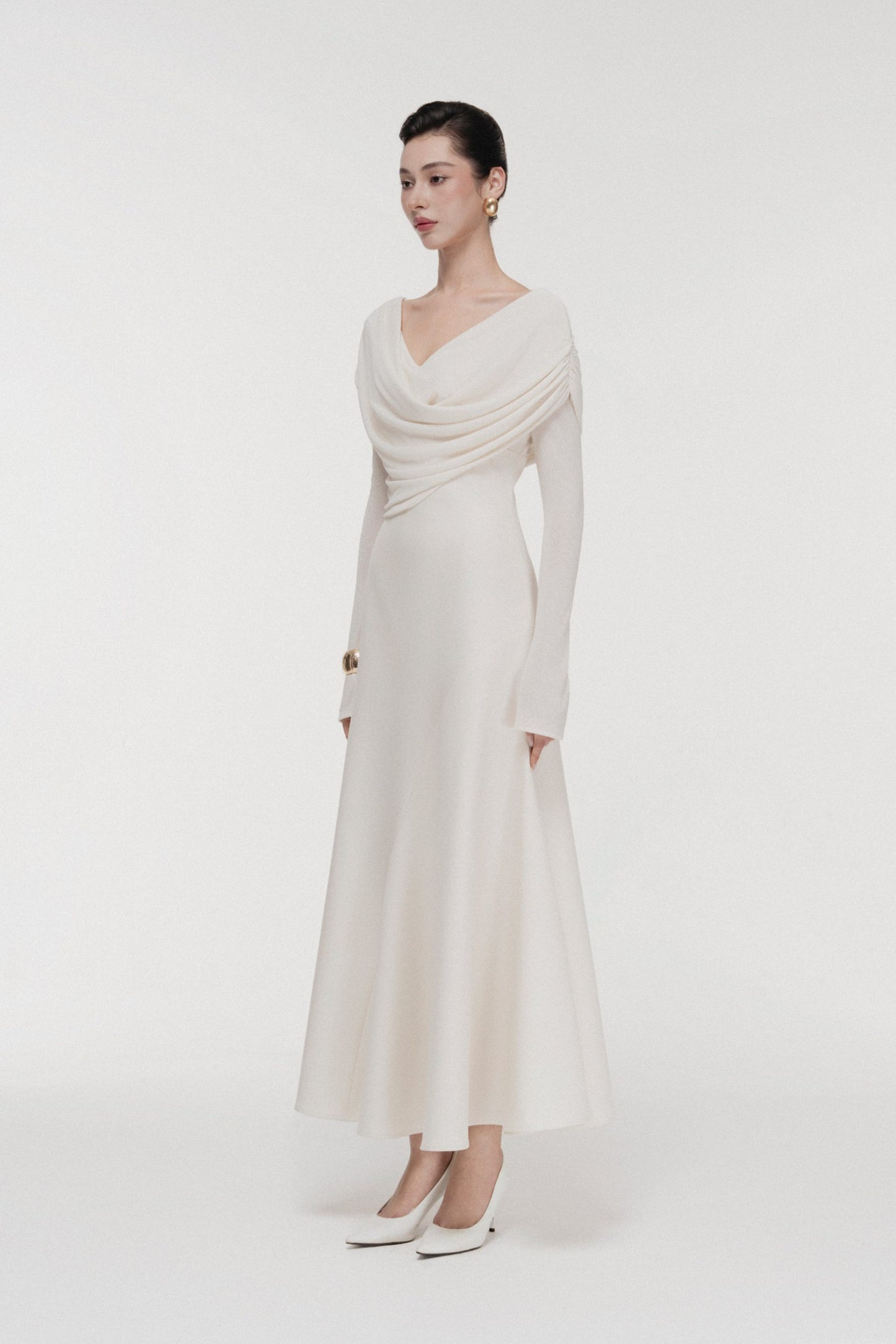 Soft-Drape Mermaid Dress in Cream image 1