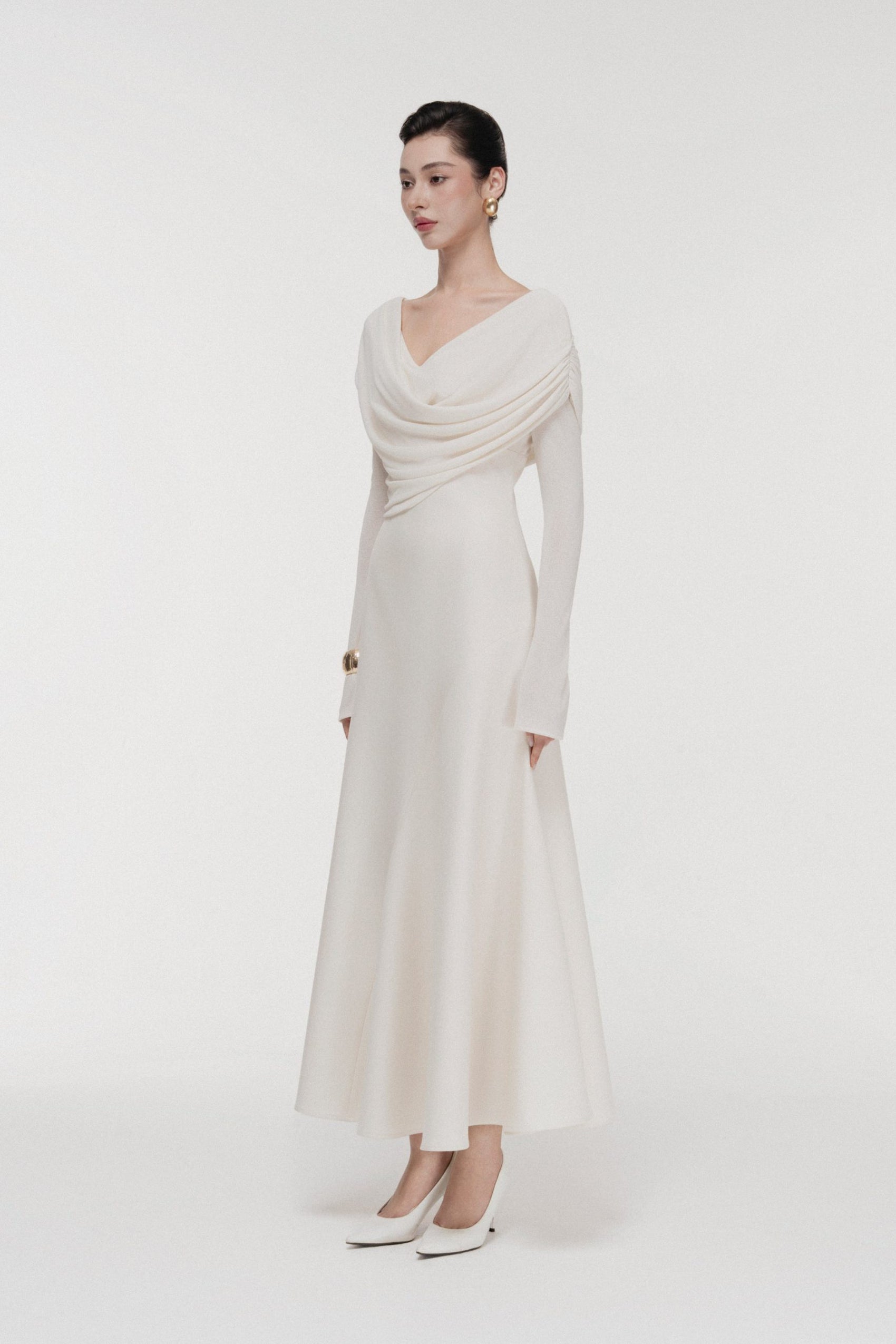 Soft-Drape Mermaid Dress in Cream image 1