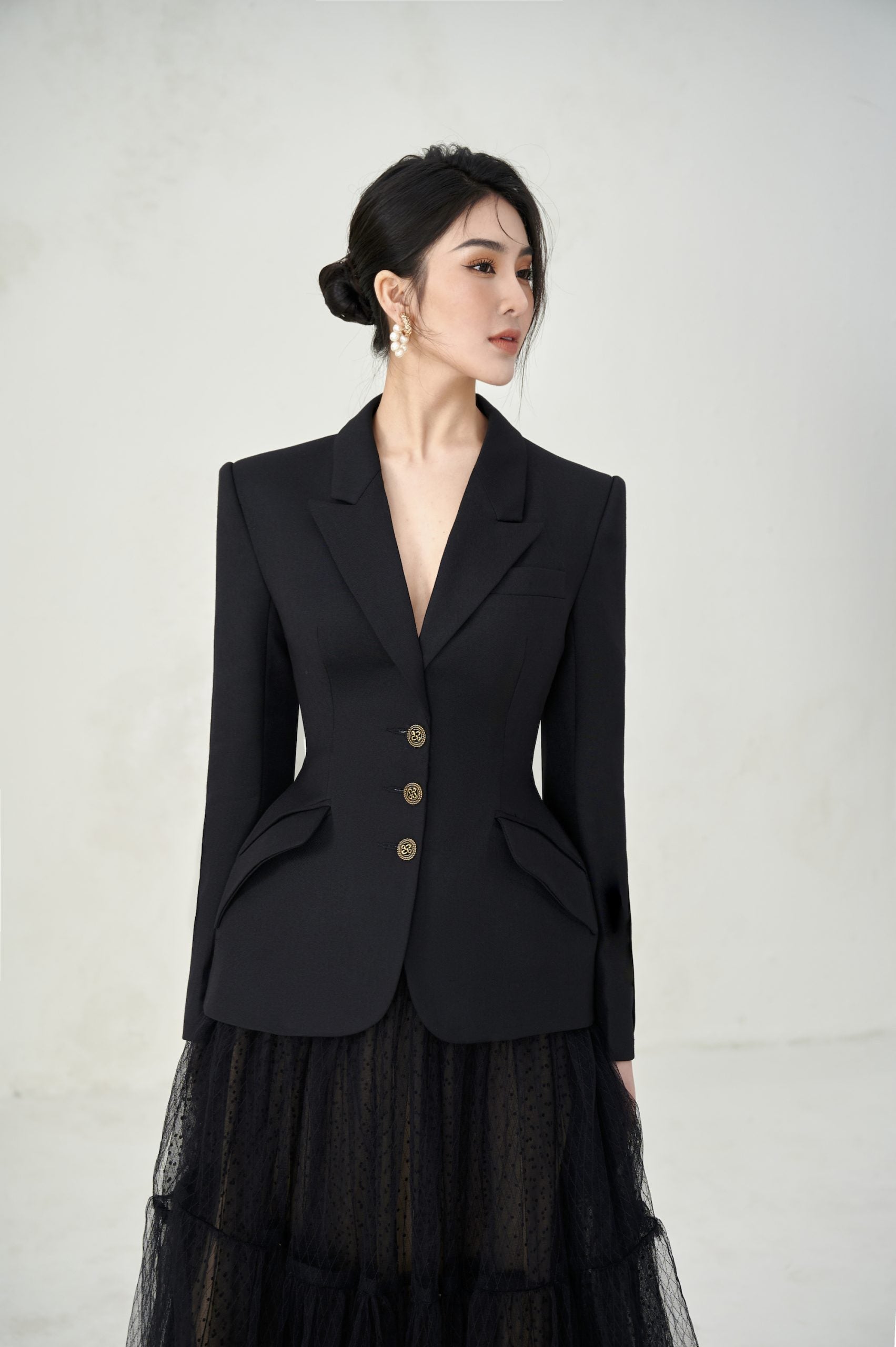 Zoey Black Vest Blazer