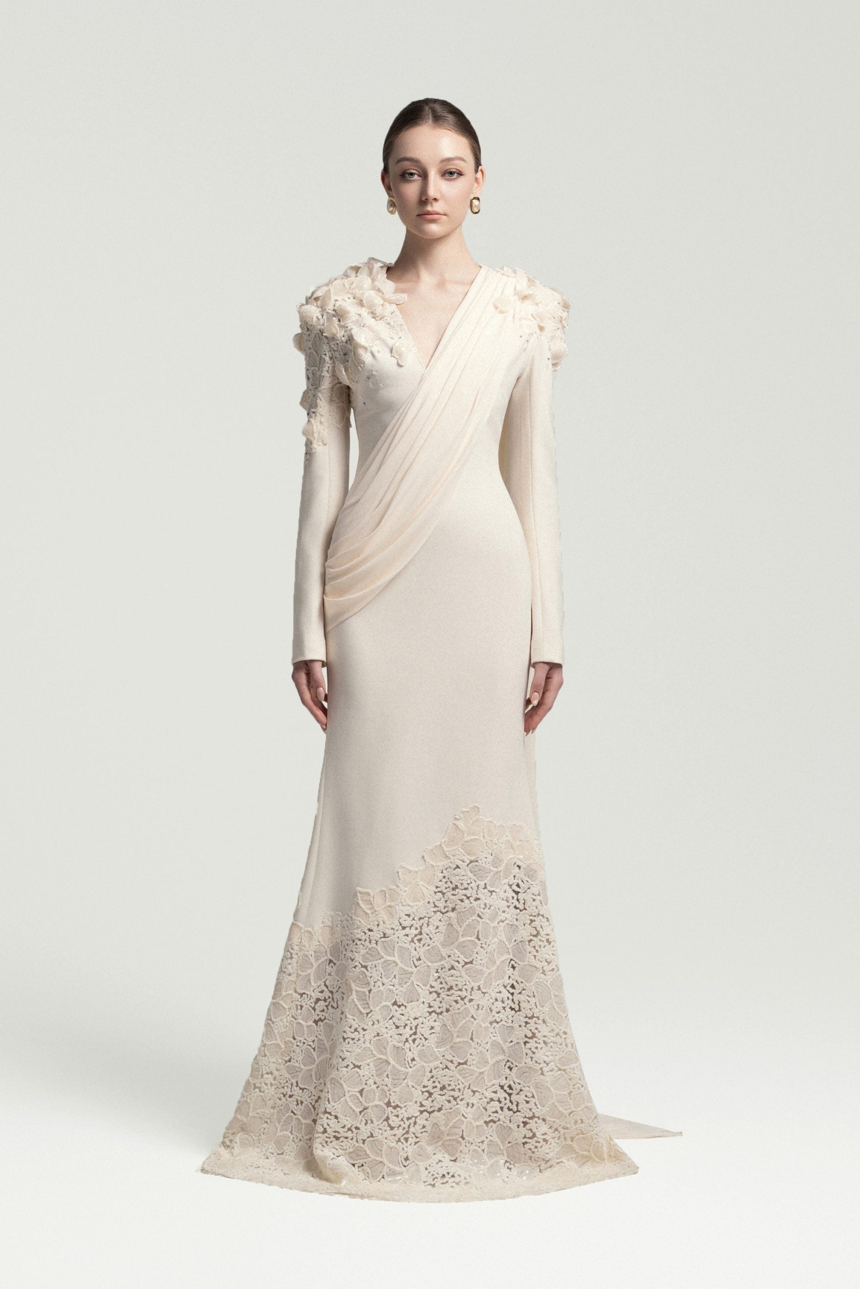 Alluring Lace-Appliqué Mermaid Gown
