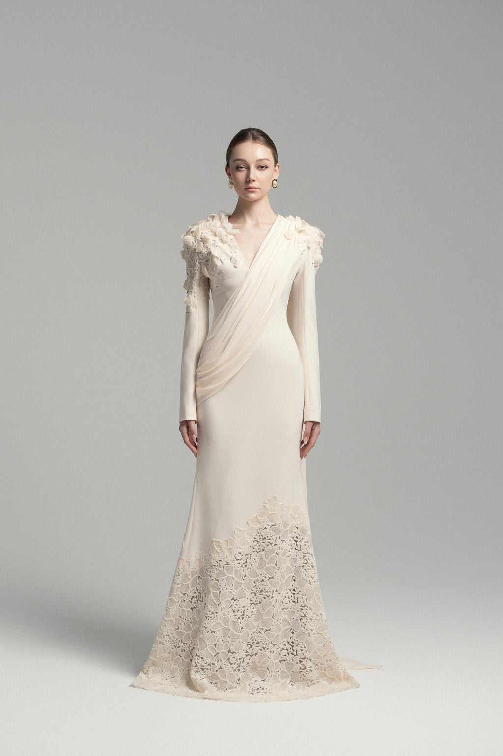 Alluring Lace-Appliqué Mermaid Gown