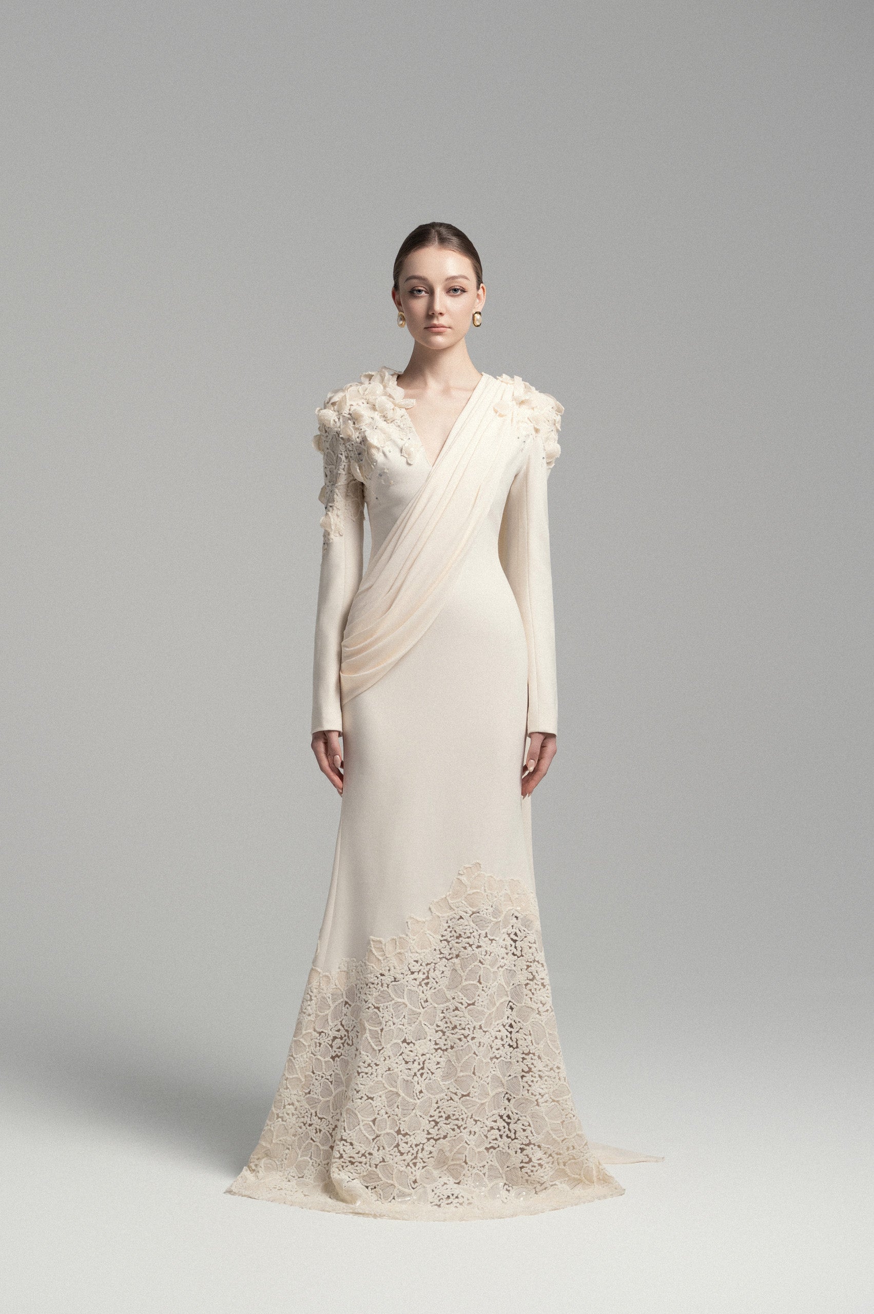 Alluring Lace-Appliqué Mermaid Gown