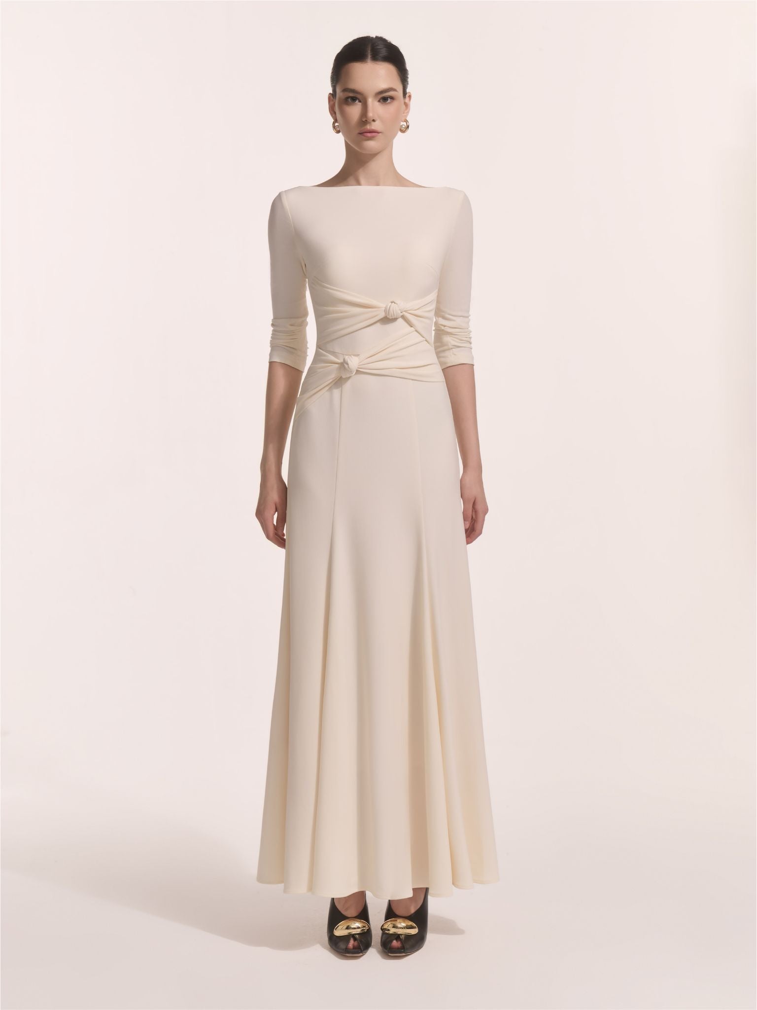 فستان ألبا ذو العقدة غير المتماثلة باللون الخزامي