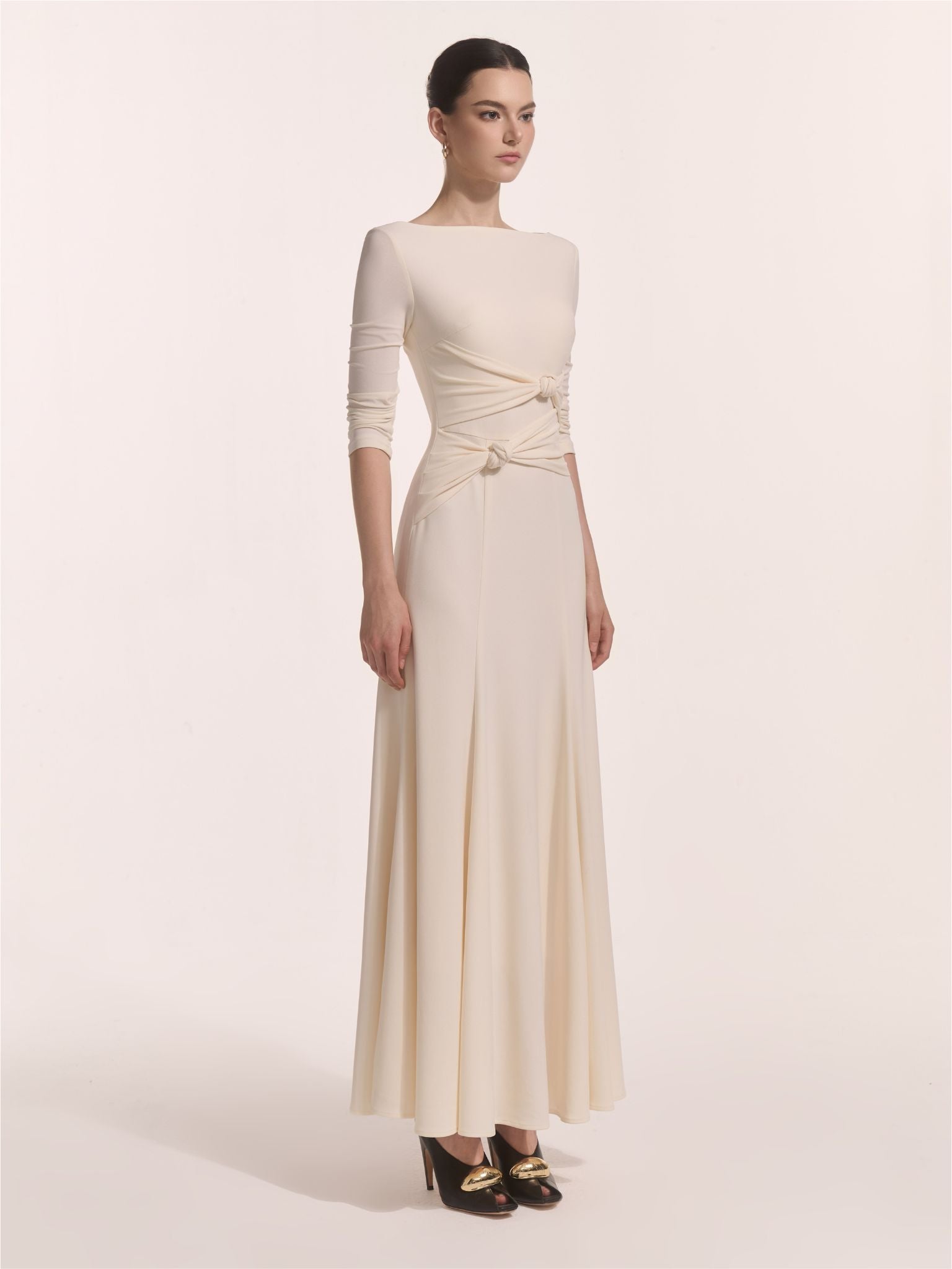 فستان ألبا ذو العقدة غير المتماثلة باللون الخزامي