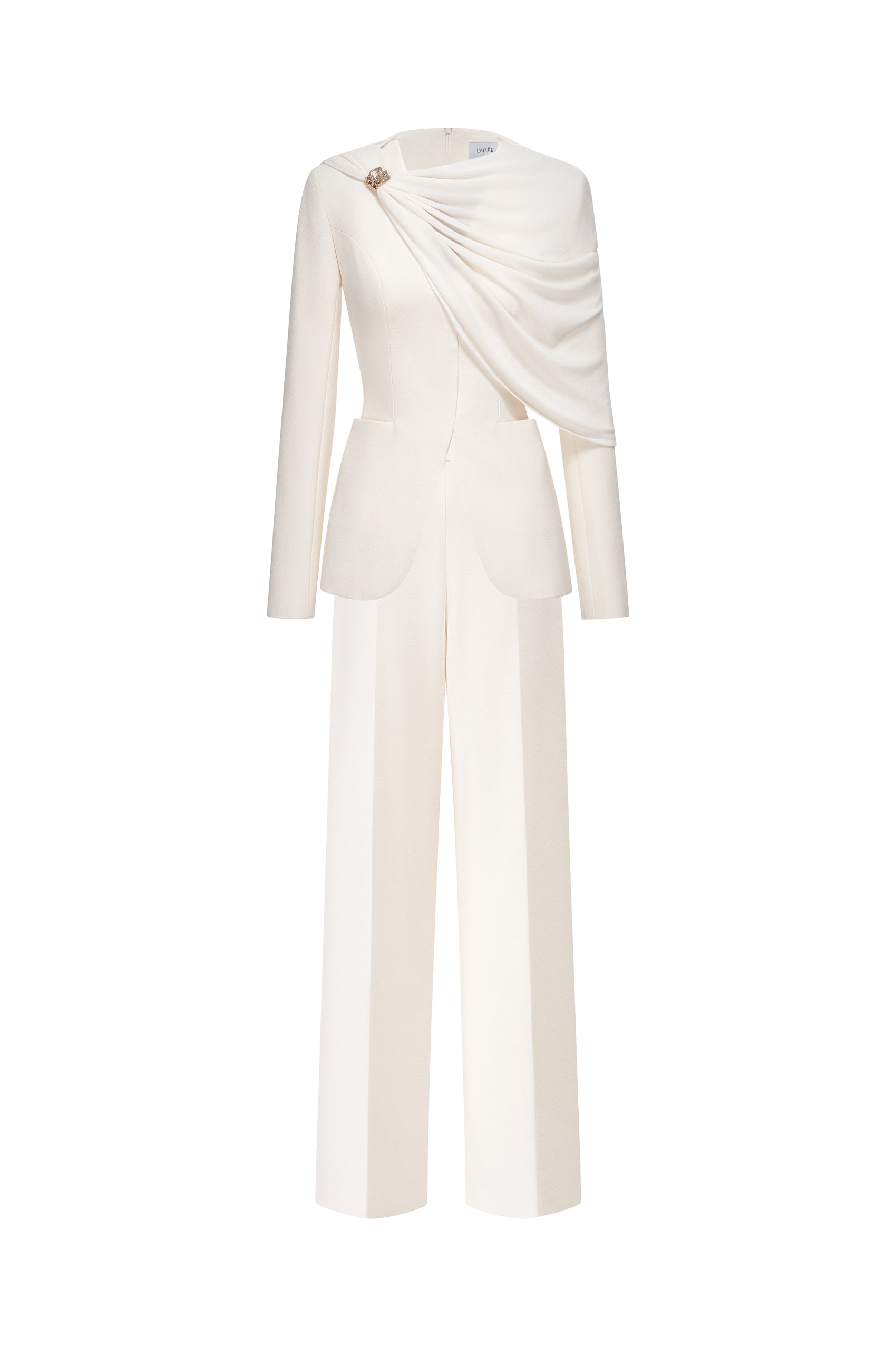 Draped Shoulder Tailored Set Design