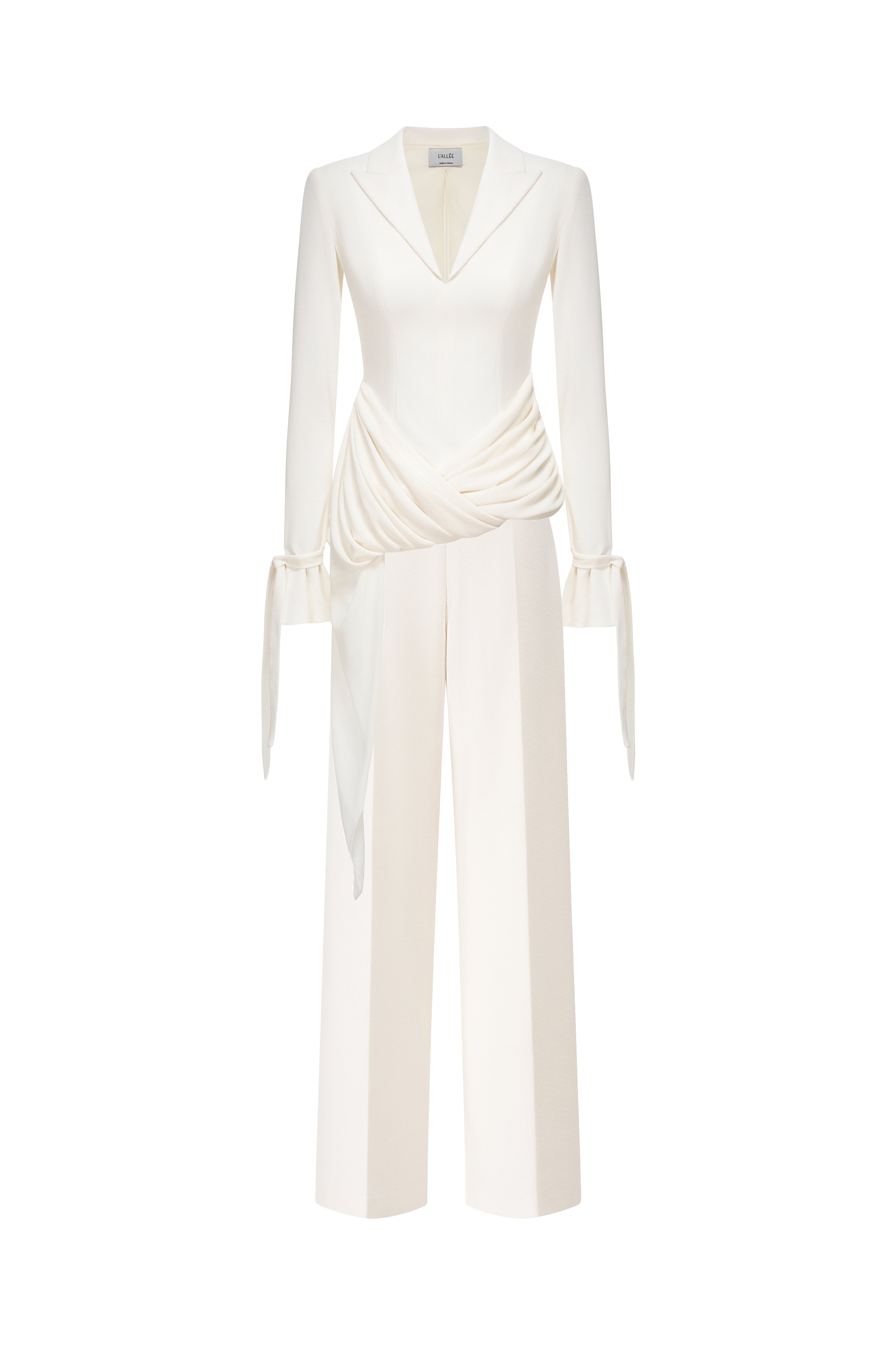 Asymmetric Draped V-Neck Set Design