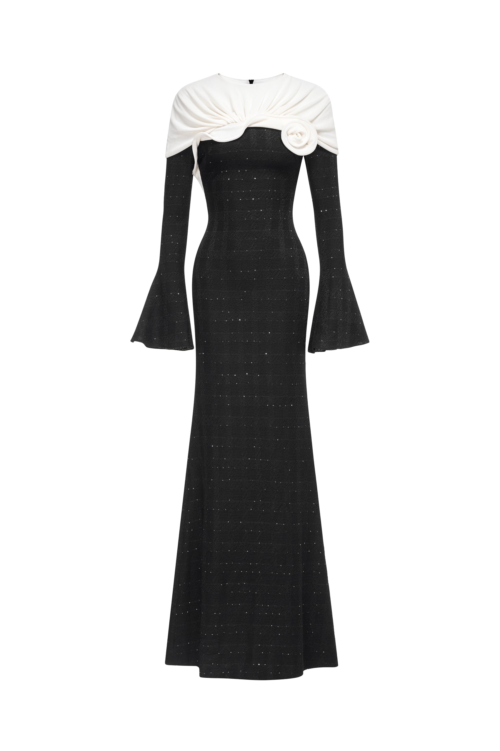 One-Shoulder Floral Draped Gown