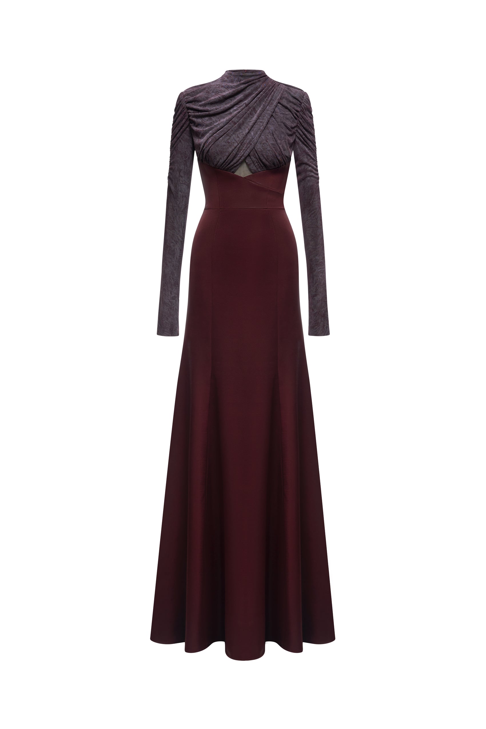 Cross-Draped Cut-Out Evening Gown