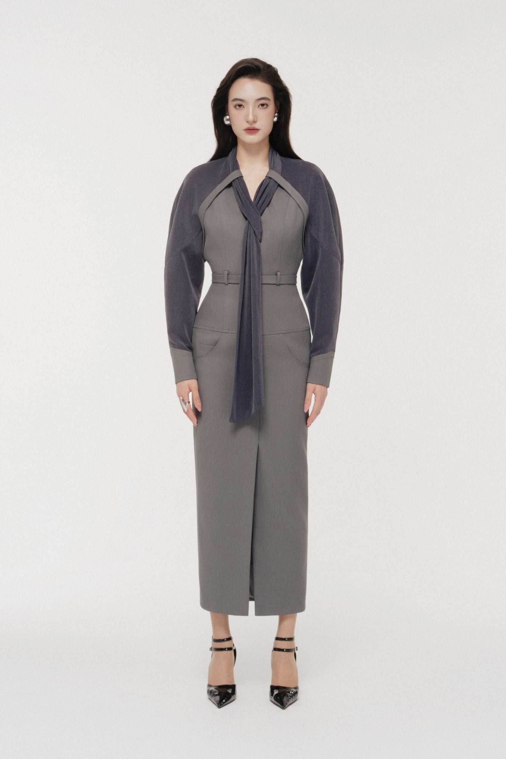 Contour Scarf-Neck Pencil Dress