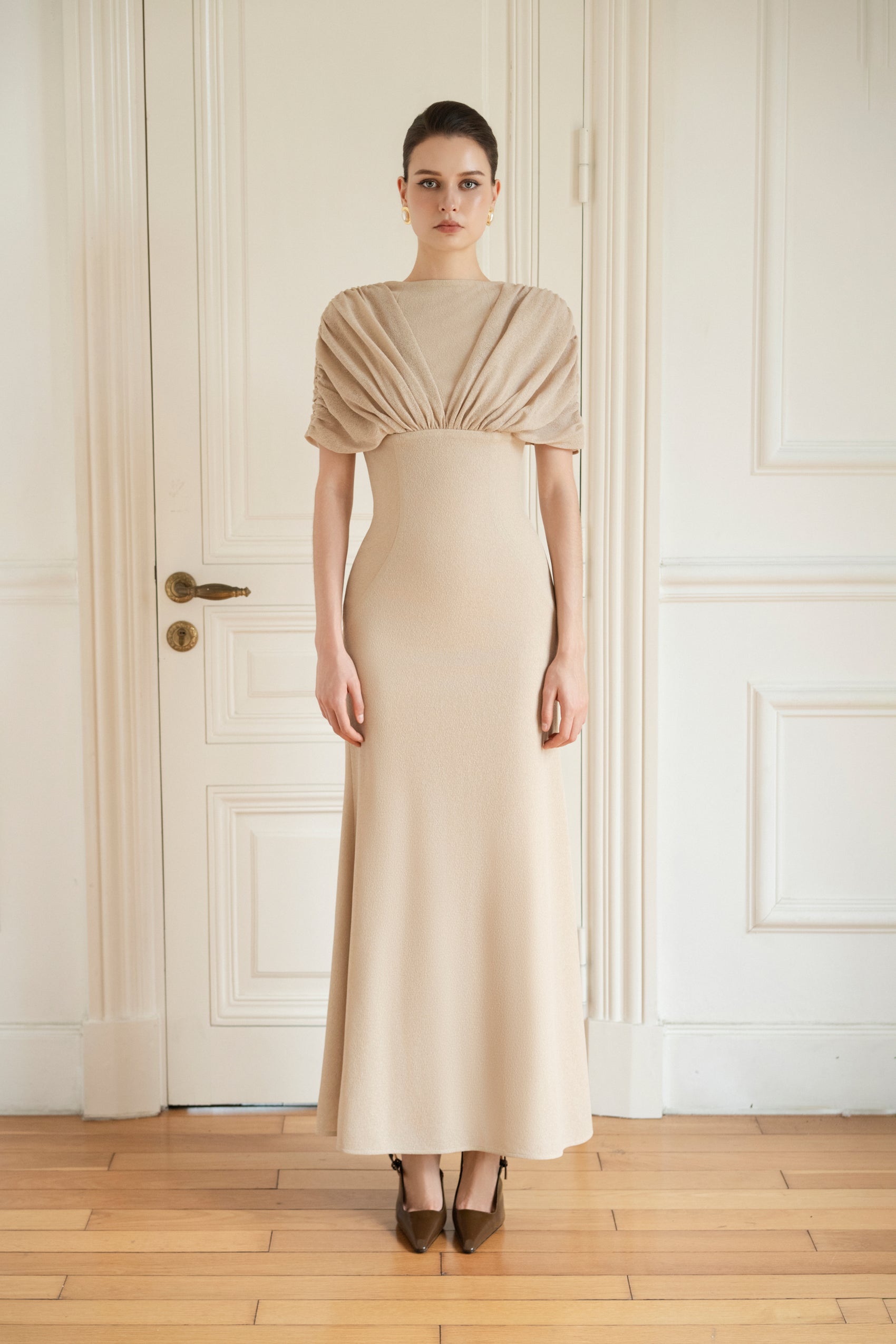 Nocturne Monochrome Gown in Bleached Sand