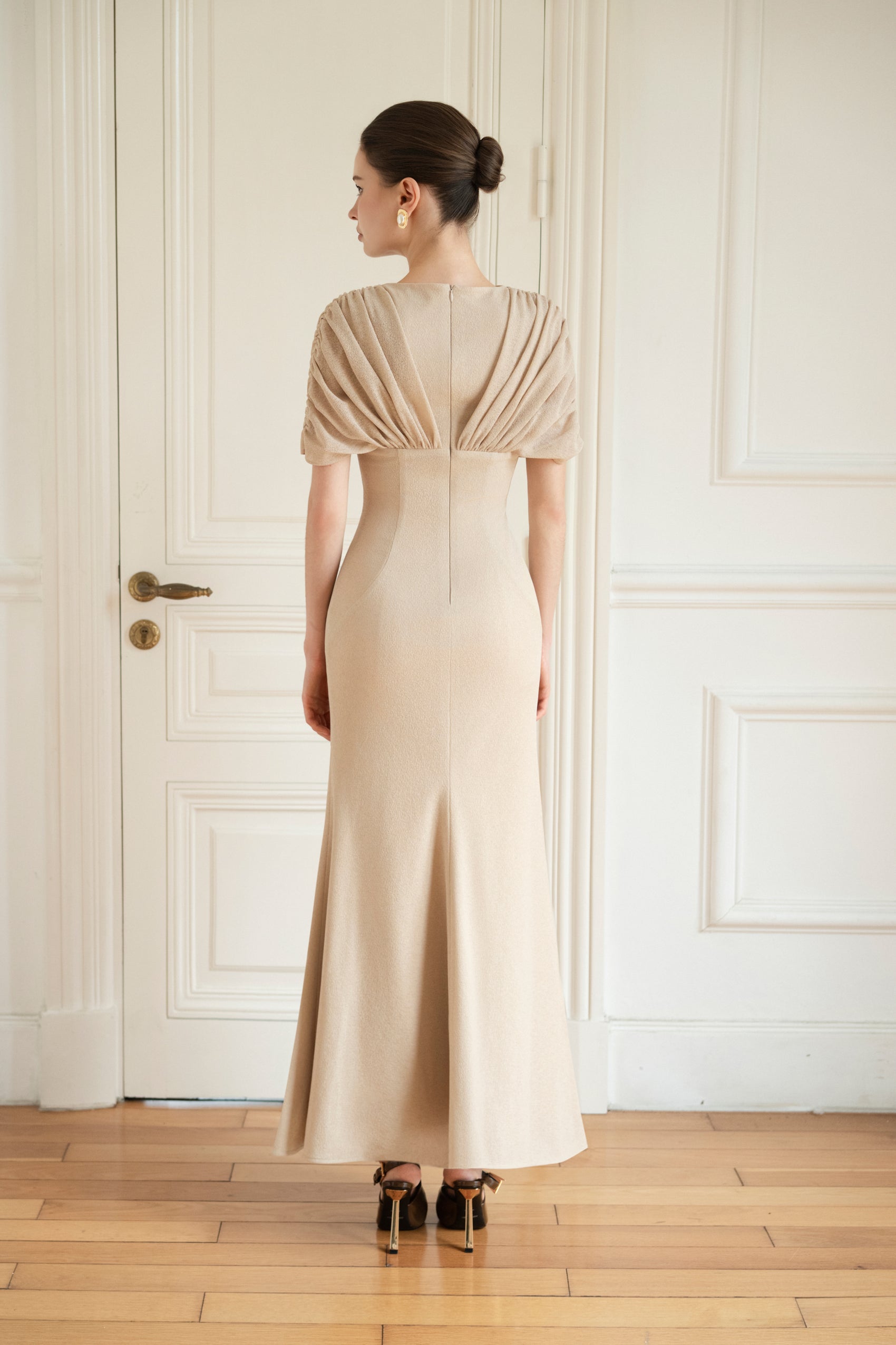 Nocturne Monochrome Gown in Bleached Sand