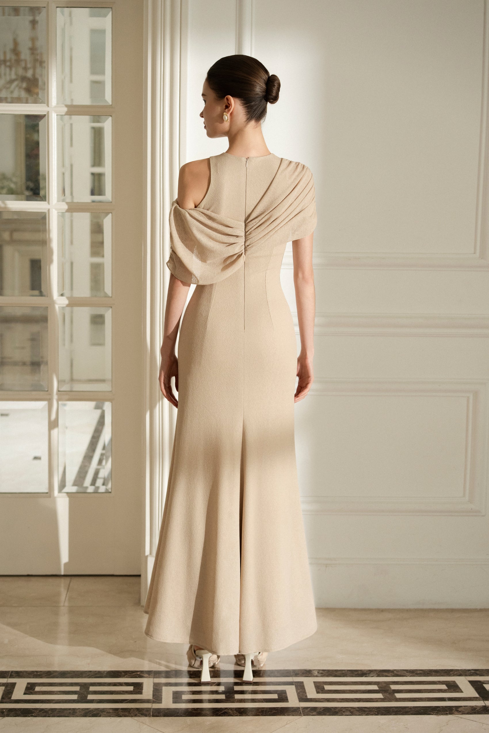 One-Shoulder Draped Mermaid Dress