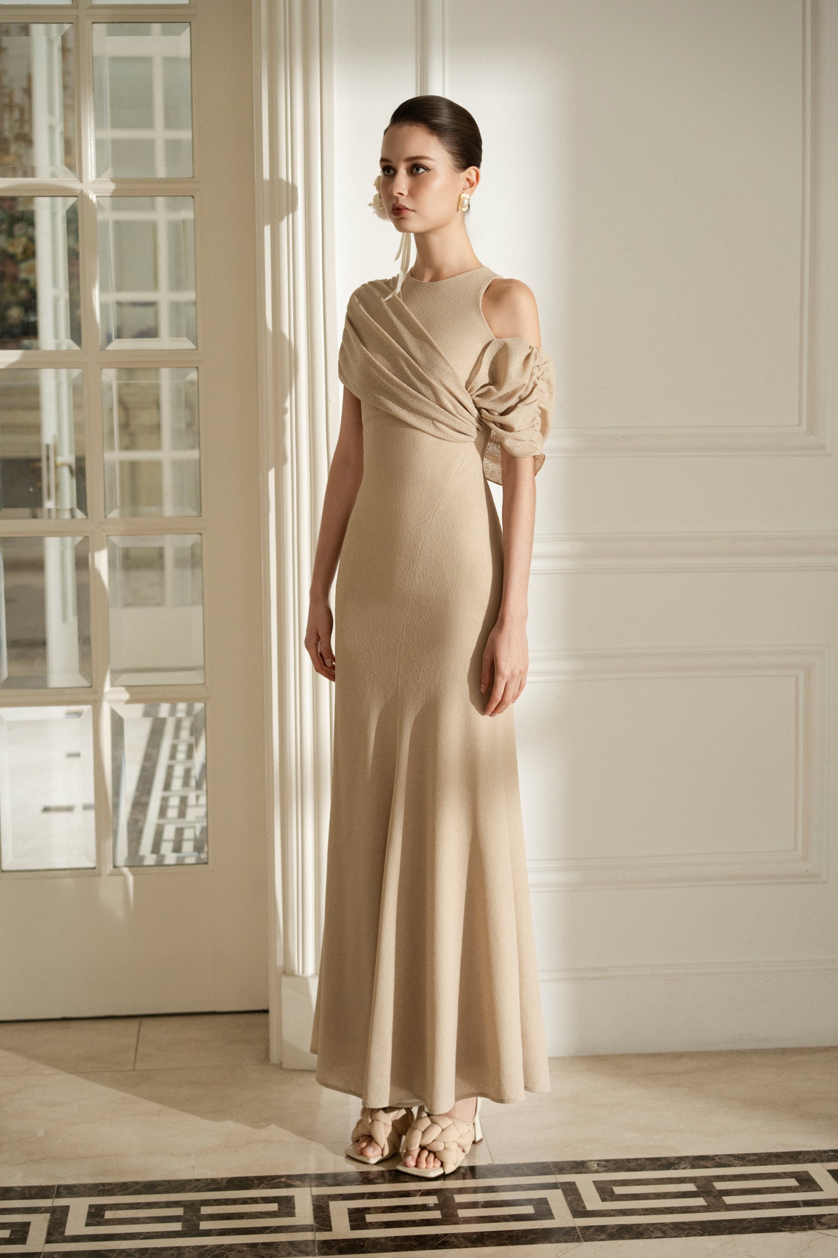 One-Shoulder Draped Mermaid Dress