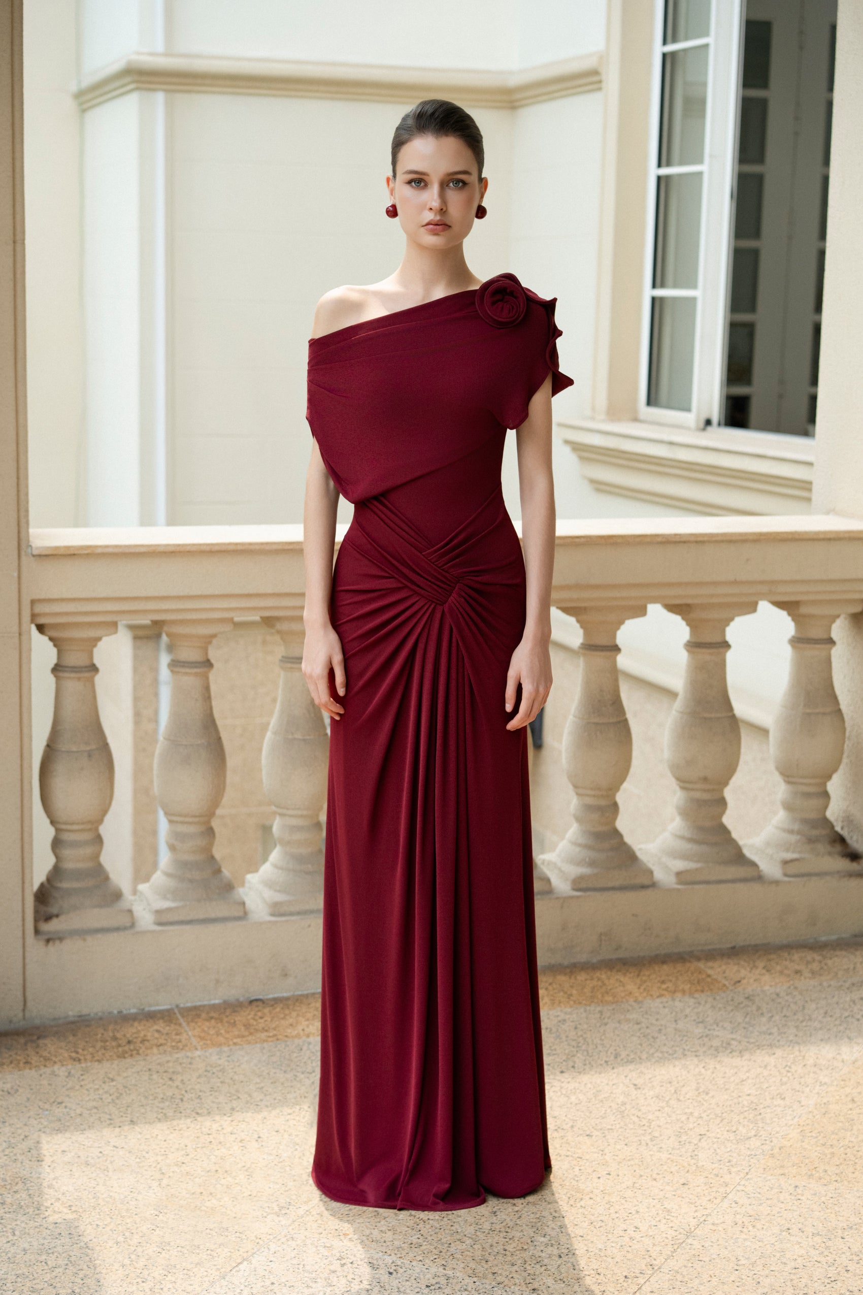 Orchid Drape Gown in Red