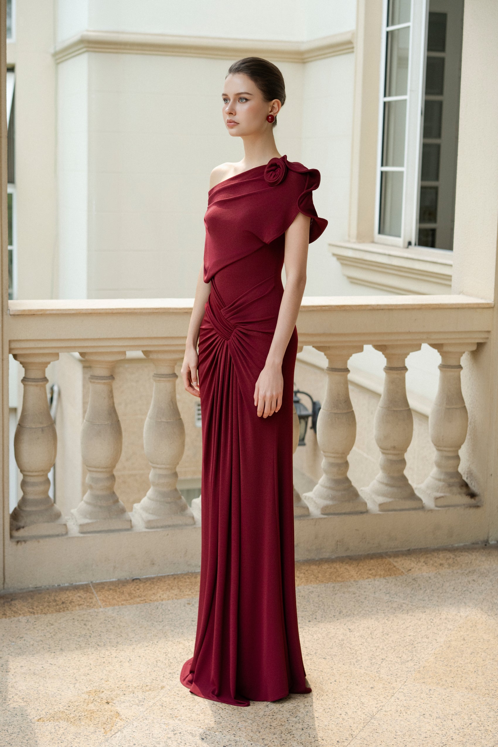 Orchid Drape Gown in Red