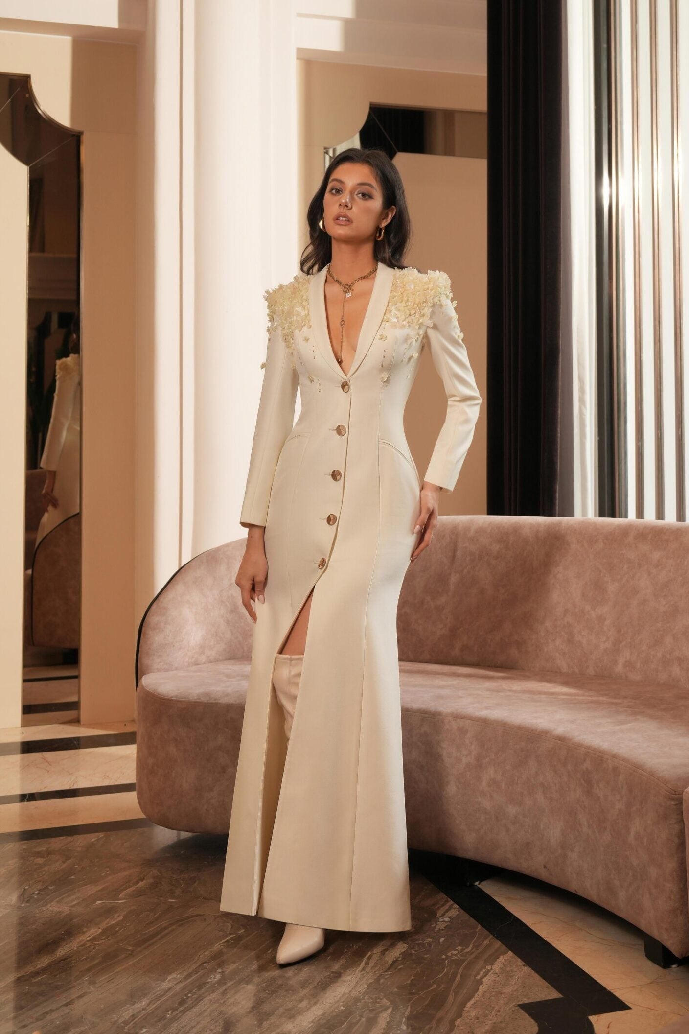 Ines Deep V-neck Gown