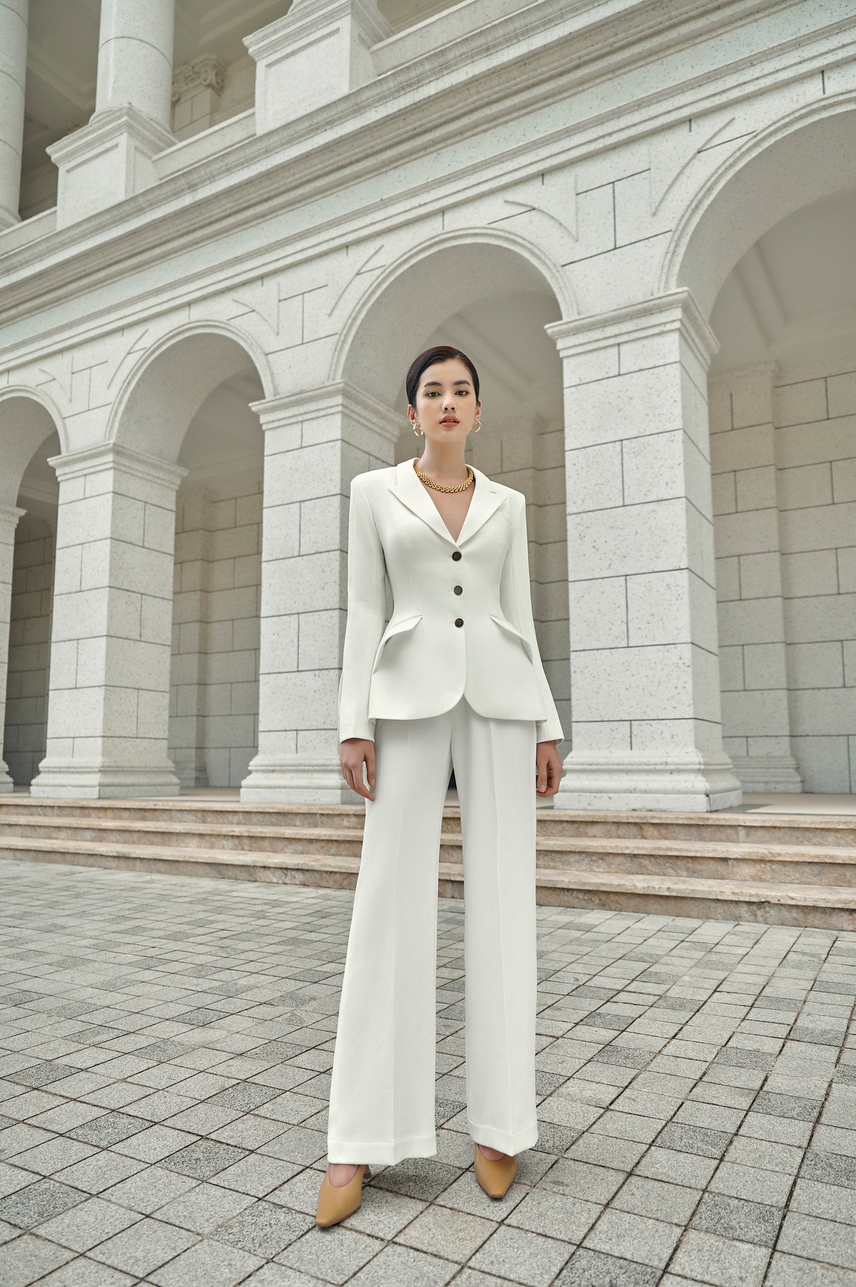 Ava White Flare Pants
