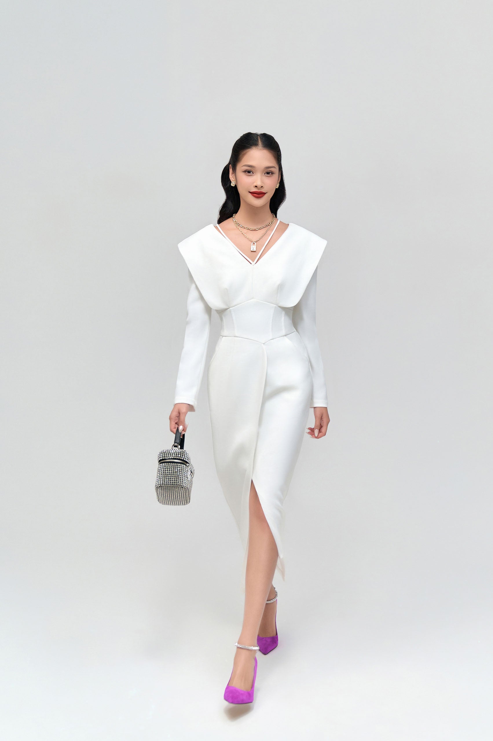 Wren White  V-neck Pencil Dress