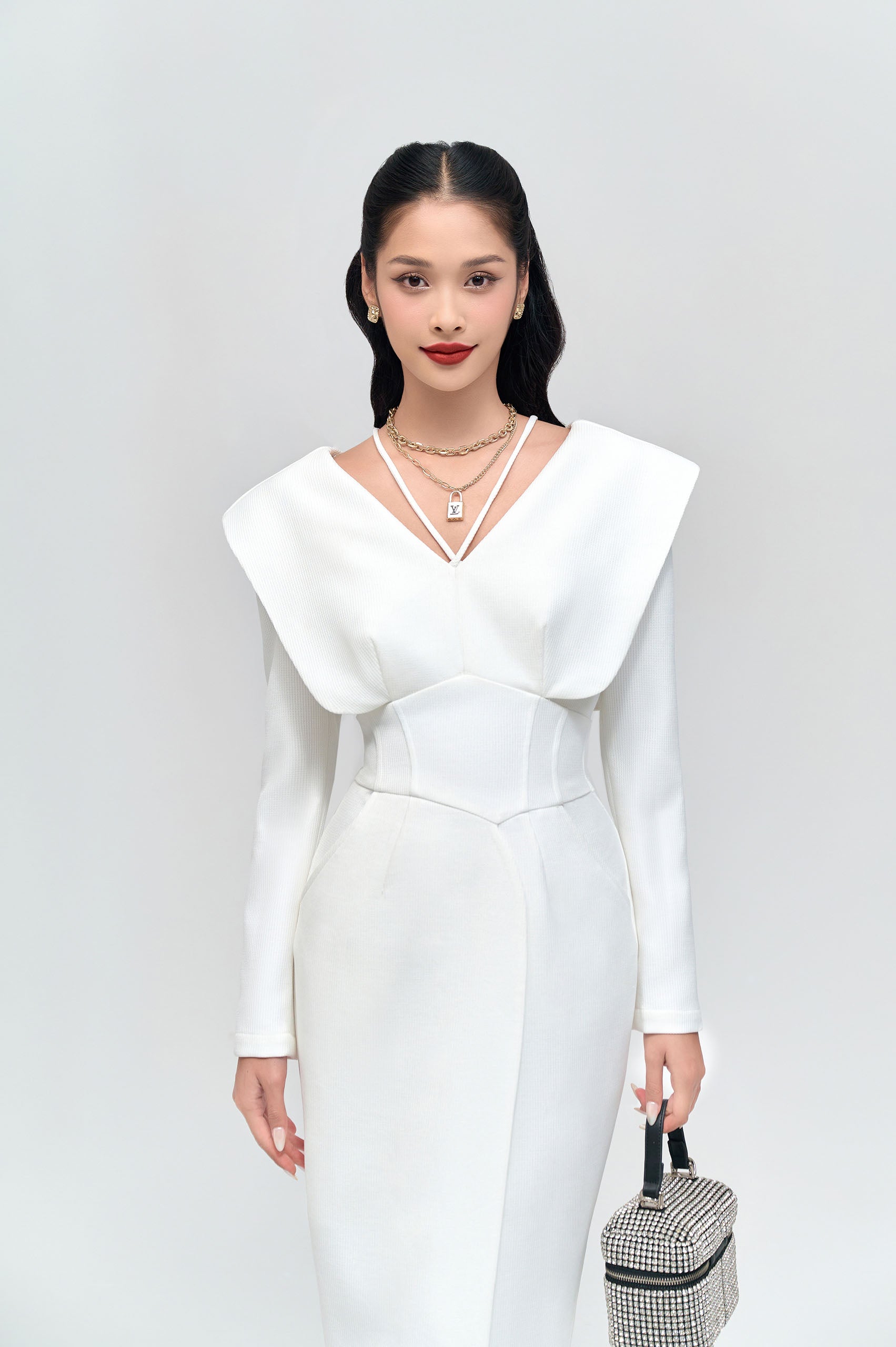 Wren White  V-neck Pencil Dress