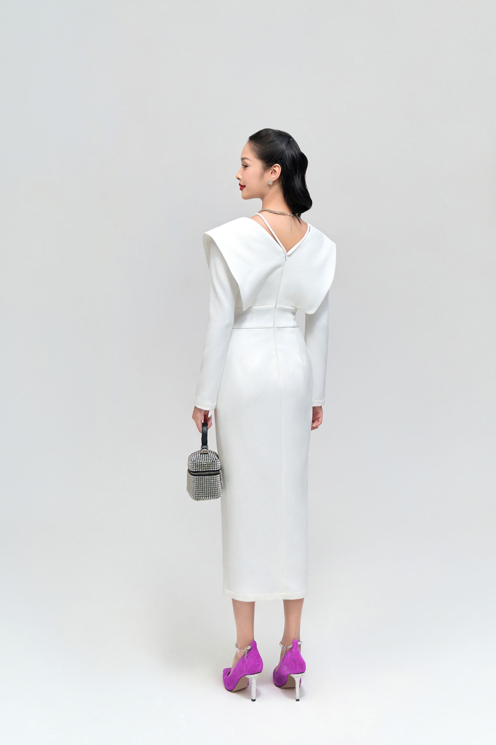 Wren White  V-neck Pencil Dress