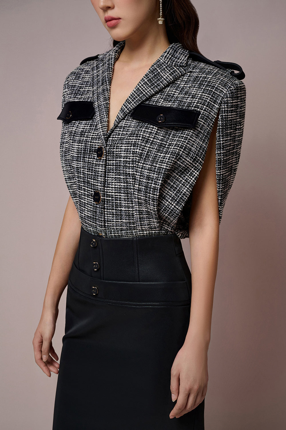 Clytia Caped Sleeves Croptop Jacket