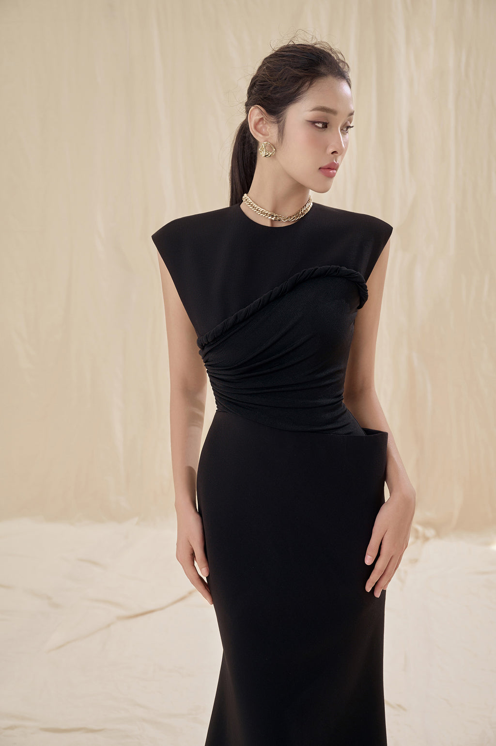 Paola Black Twisted Dress