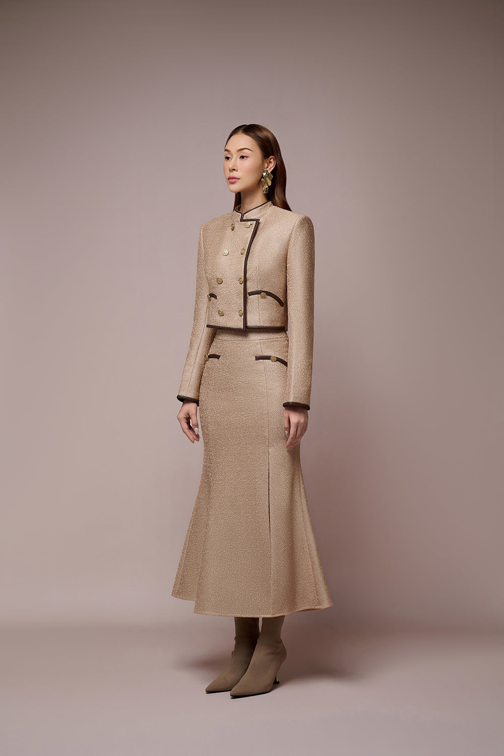 Linda Mandarin Collar Croptop Jacket