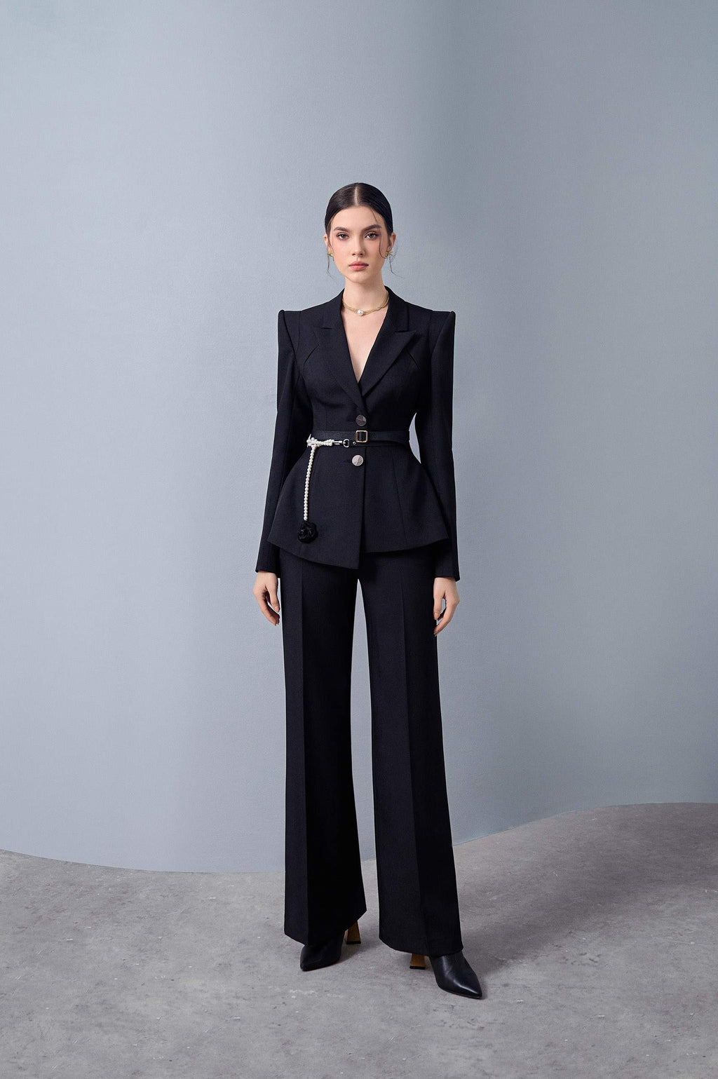 Della Black Wide Leg Pants
