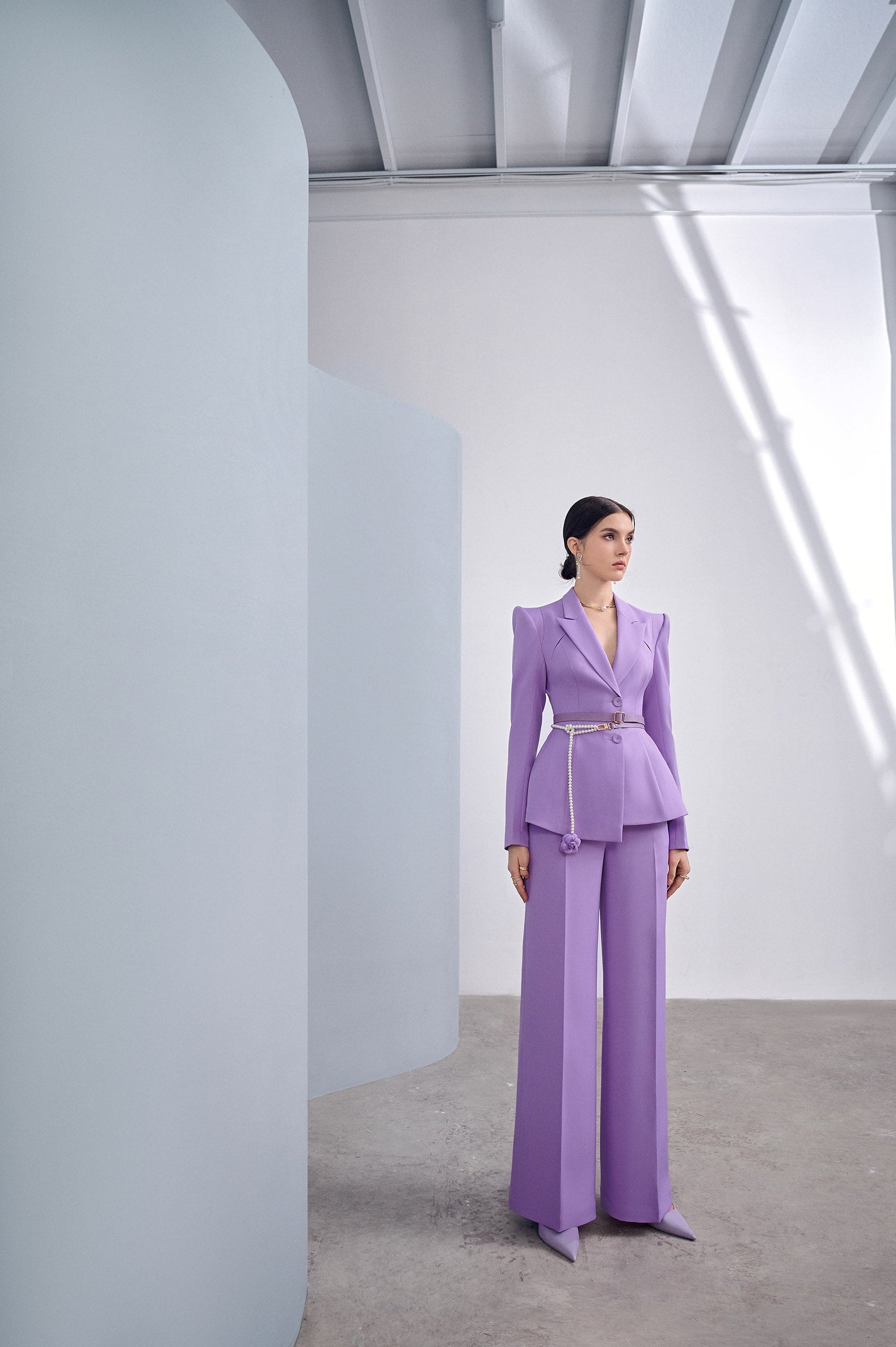 Lilac Asymmetrical Lapel Set Design