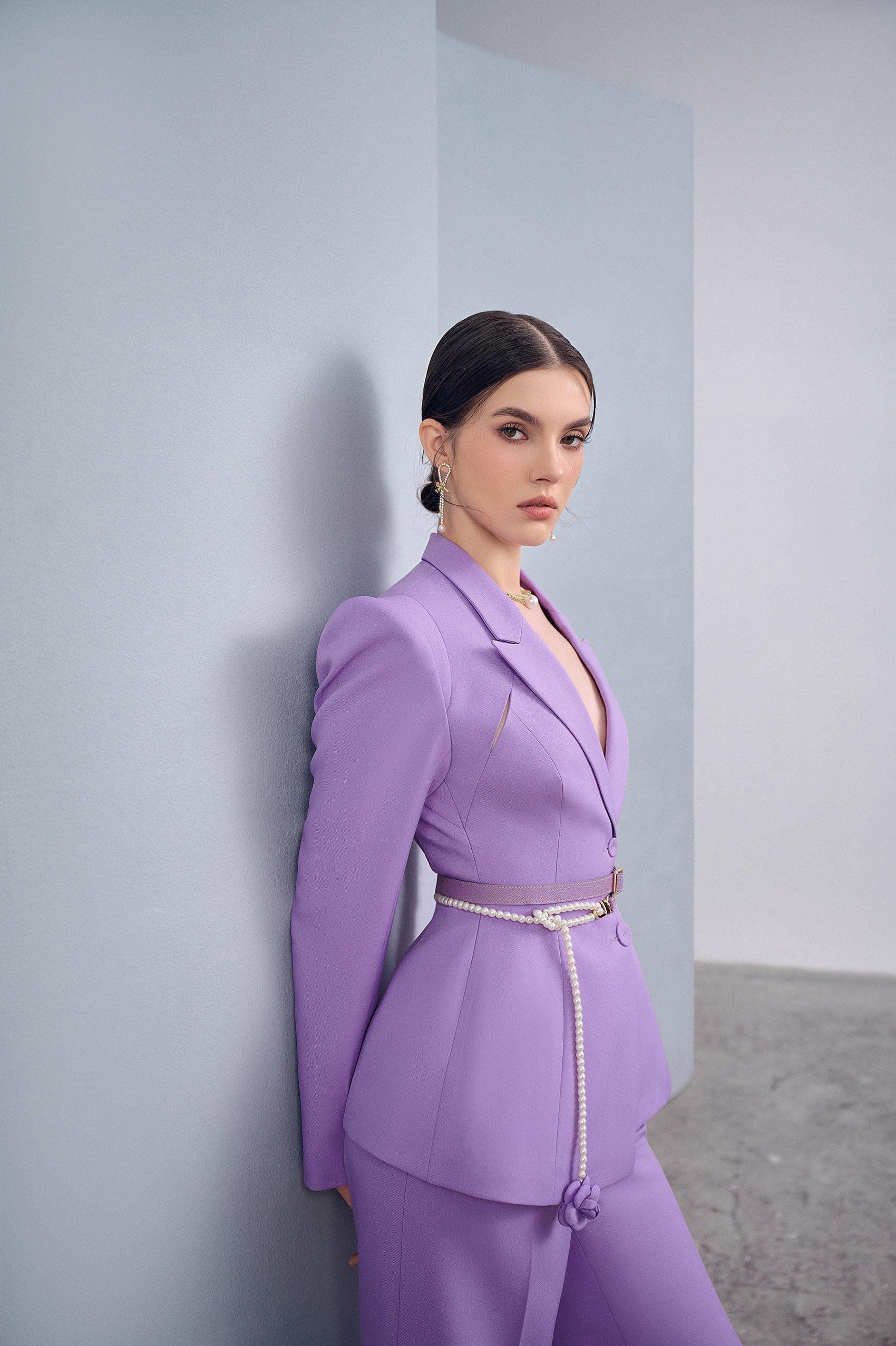 Lilac Asymmetrical Lapel Set Design