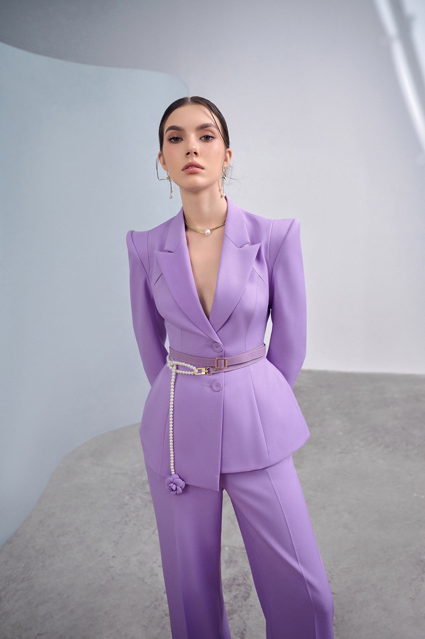 Lilac Asymmetrical Lapel Set Design