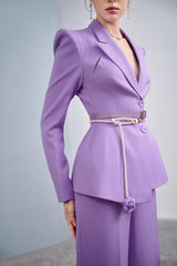 Lilac Asymmetrical Lapel Blazer
