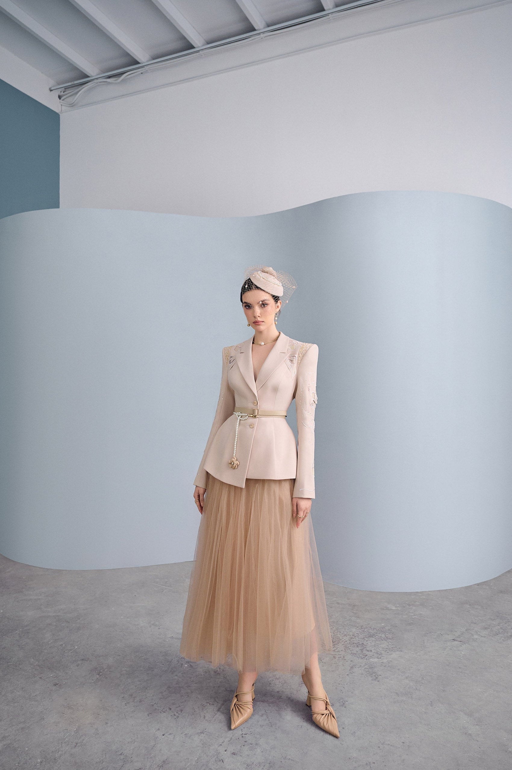 Camel Asymmetrical Lapel Set Design