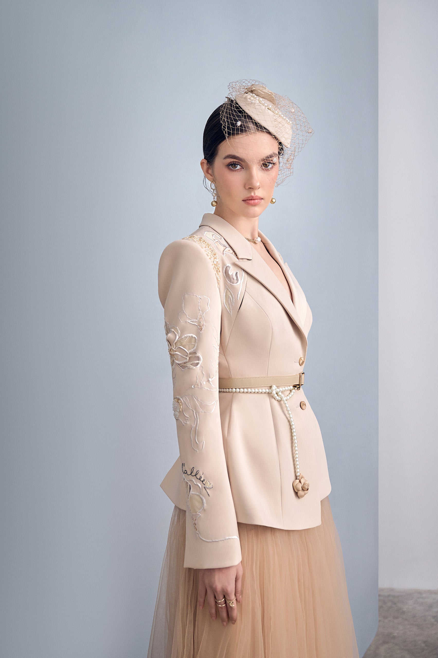 Camel Asymmetrical Lapel Blazer