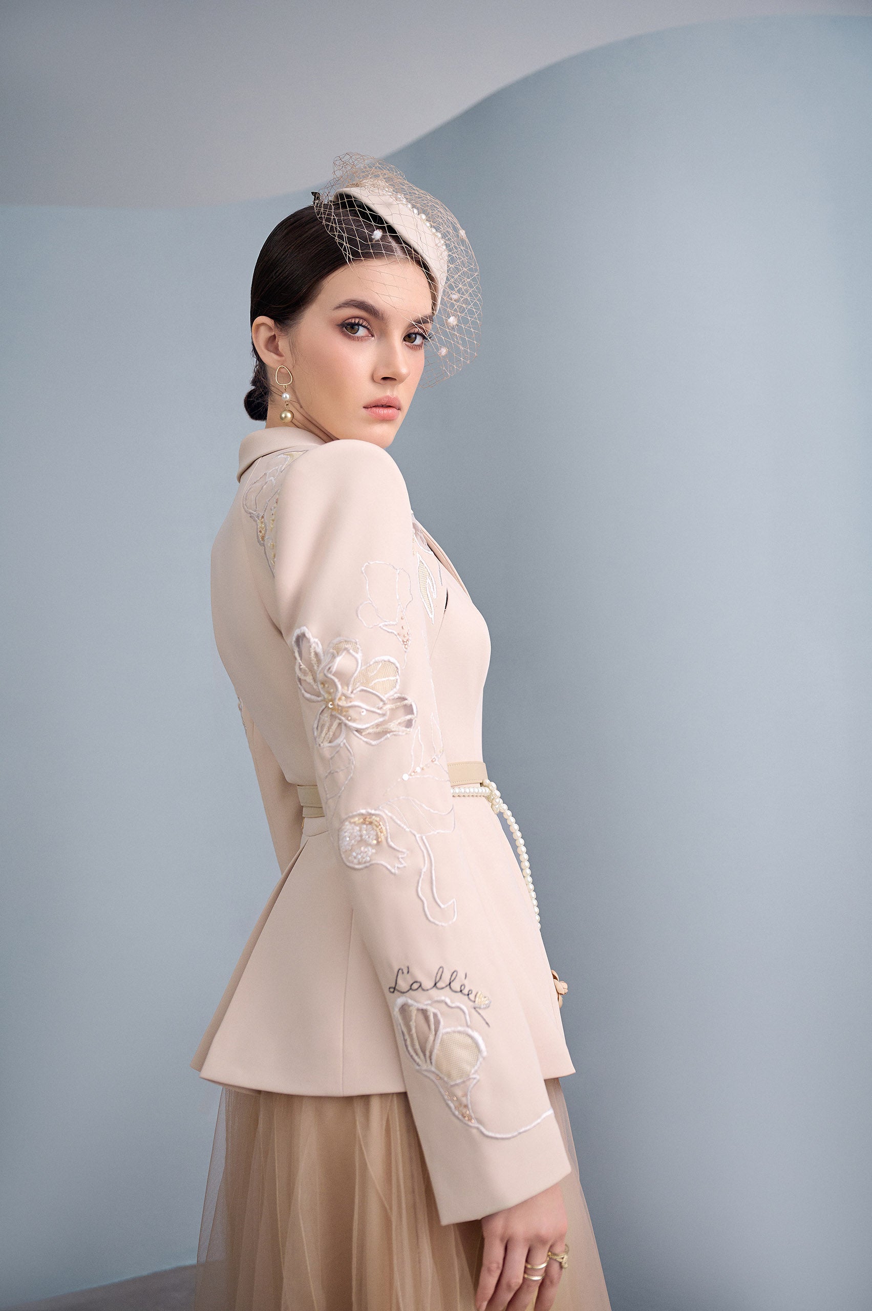 Camel Asymmetrical Lapel Blazer