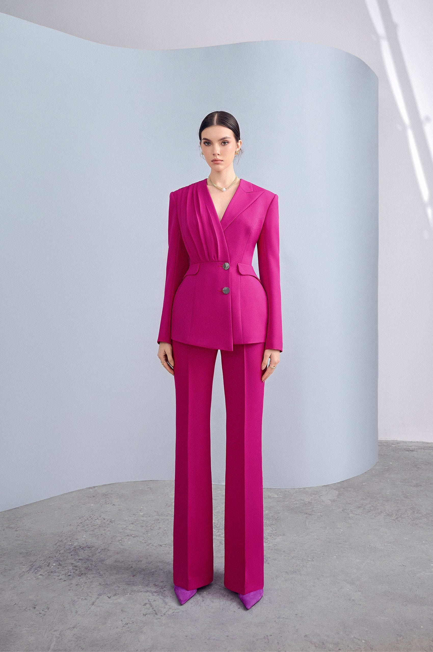 Elia Hot Pink Pleated Set Design