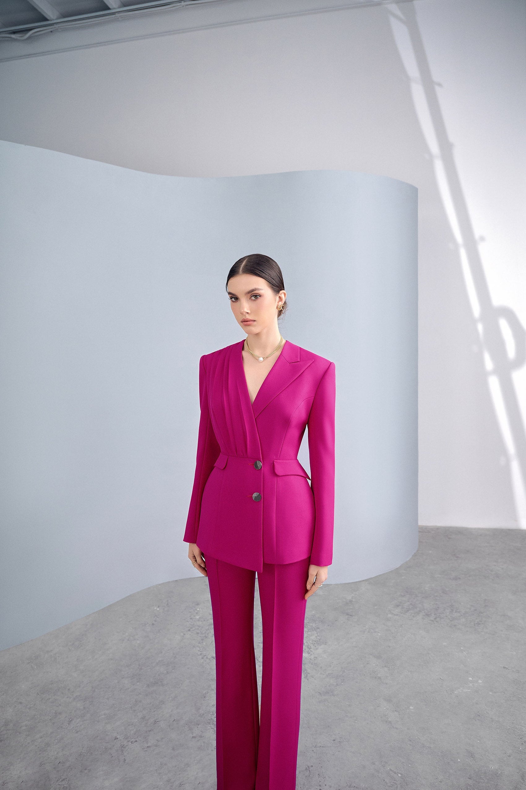 Elia Hot Pink Pleated Set Design