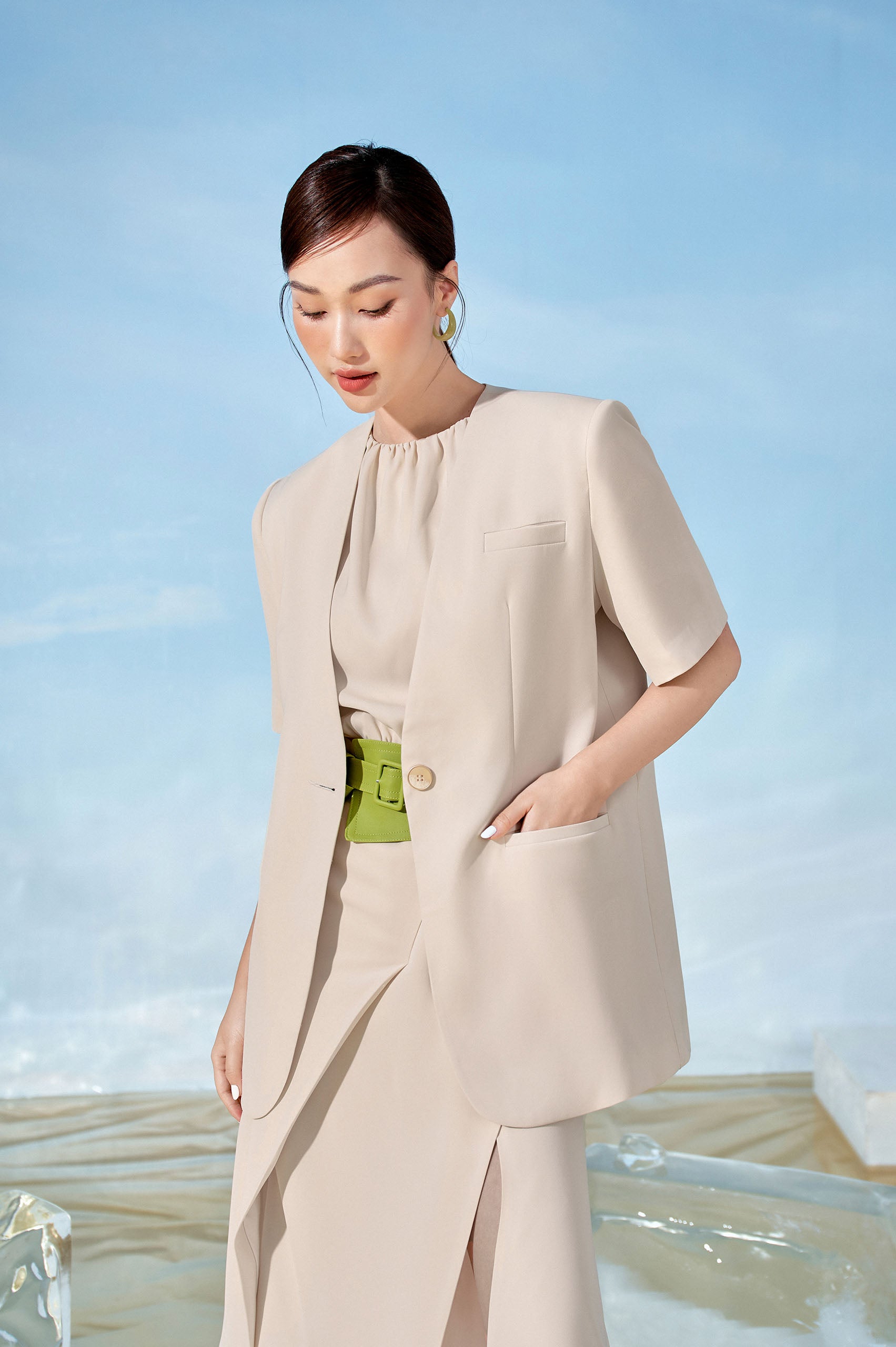 Coconut Split Collar Blazer
