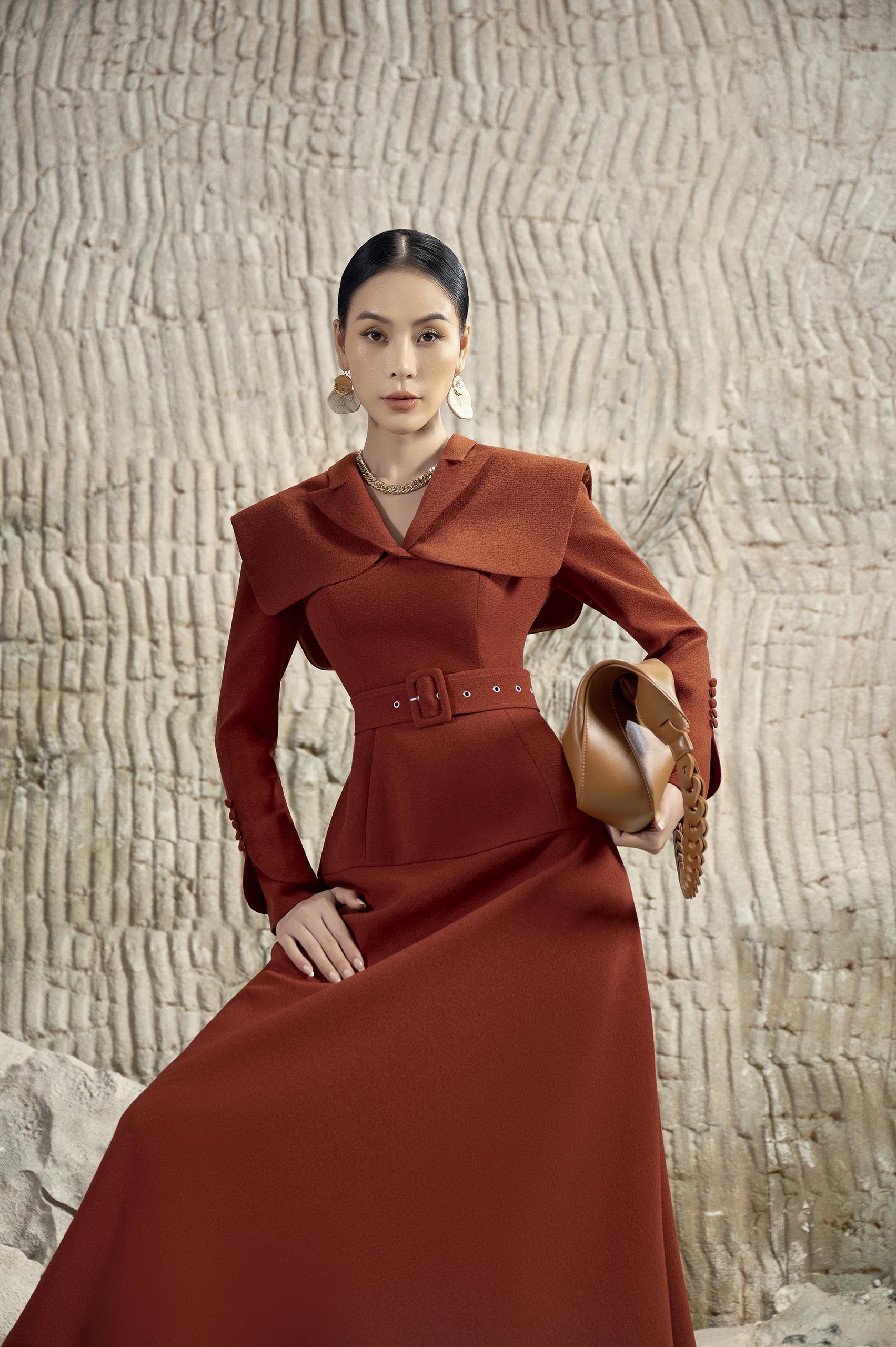 Camellia Orange Cloak Dress