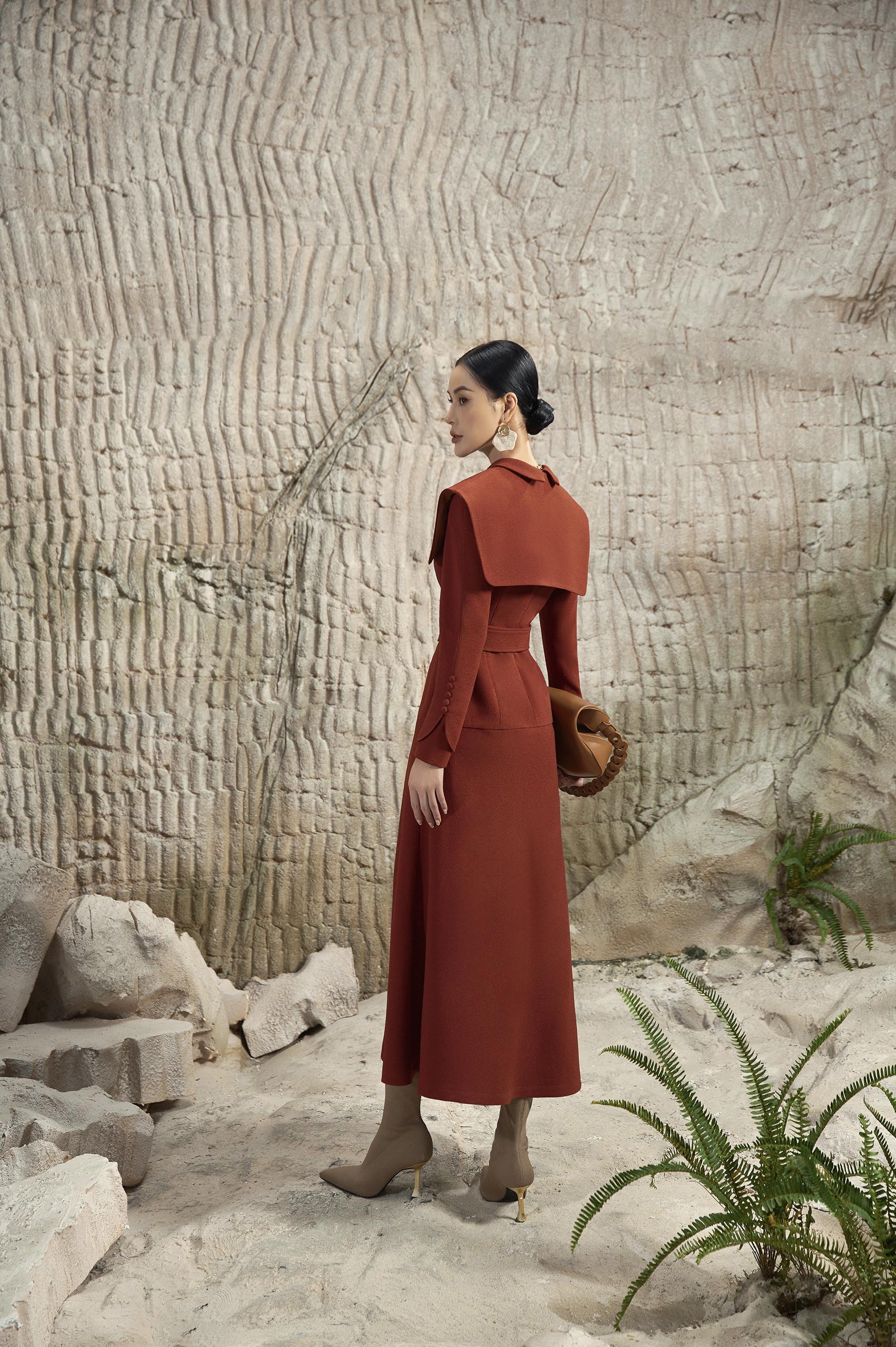 Camellia Orange Cloak Dress