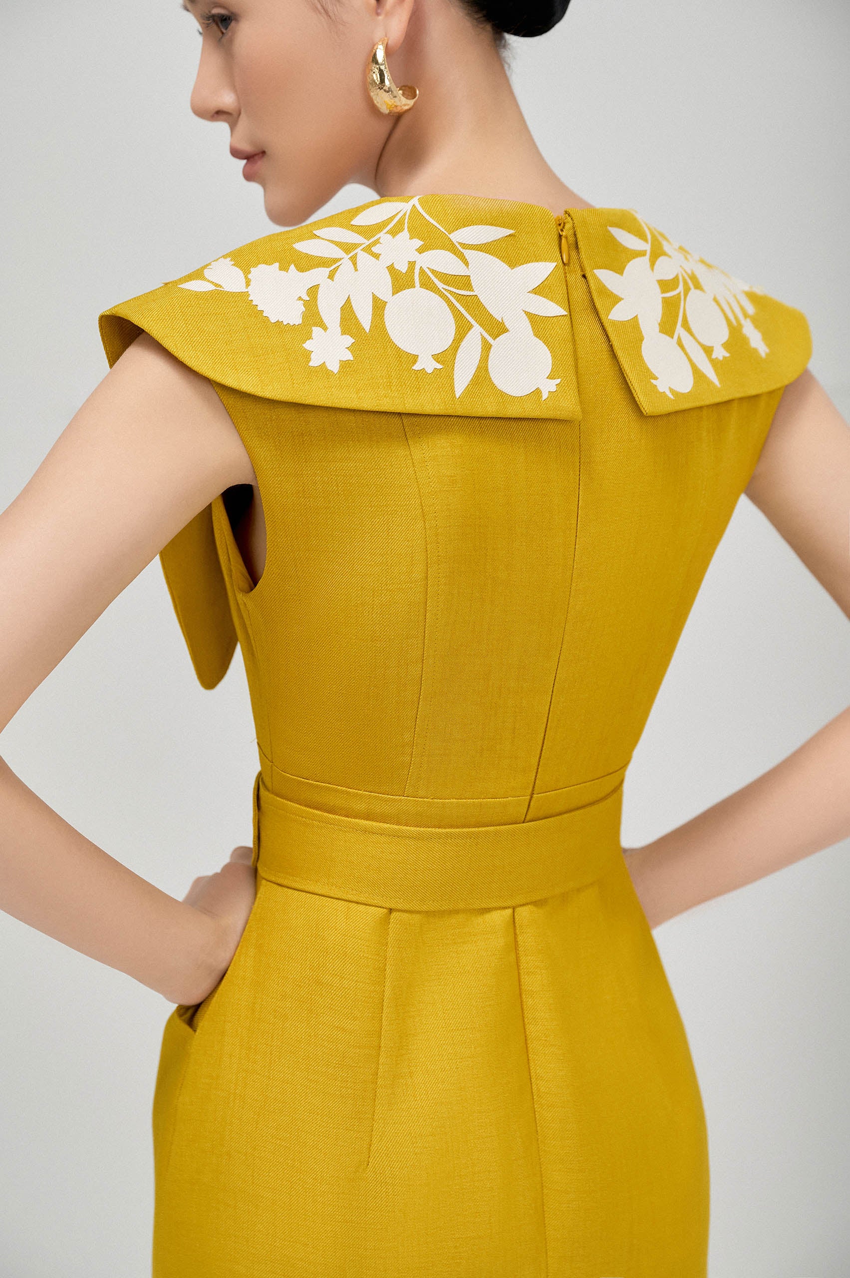 Gold Nuggets Square Collar Dress