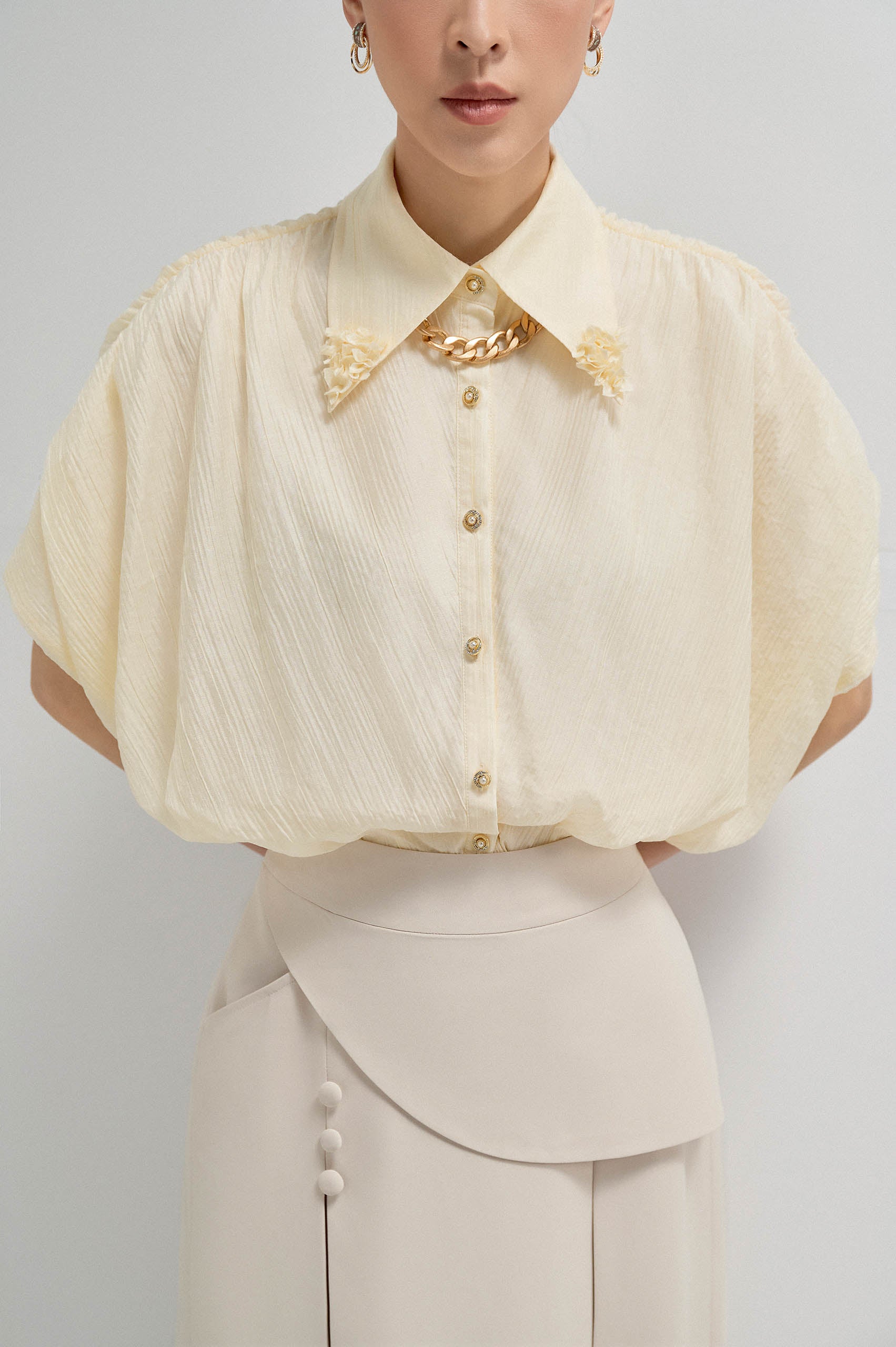 Beaded Handmade Flower Shirt