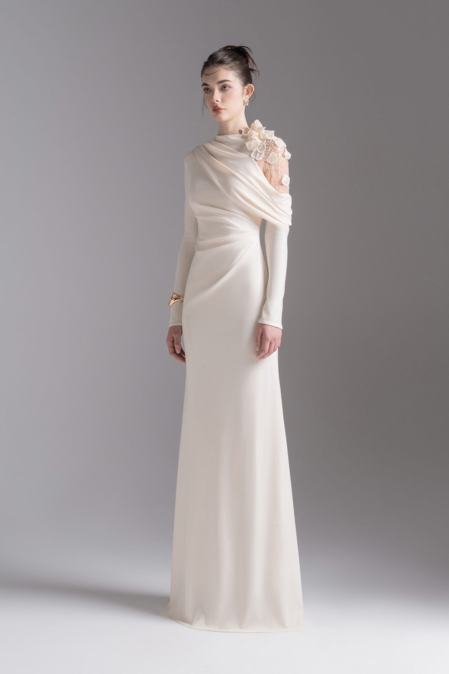 Lace Halo Midi in Cream image 1
