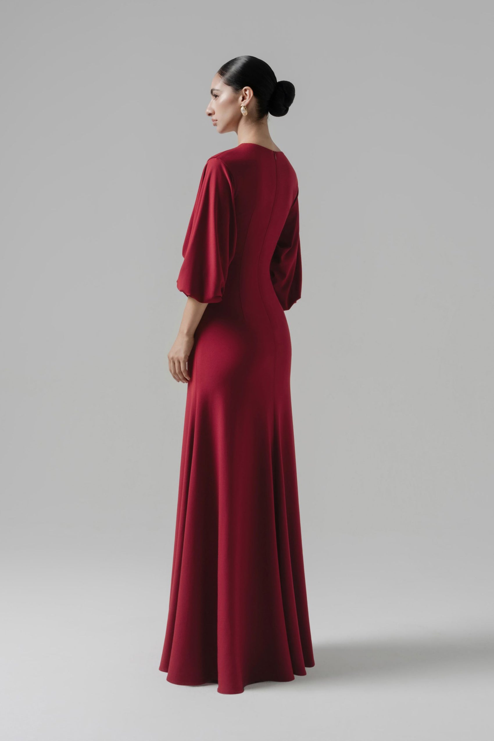 Hush Form Midi Dress in Dark Ruby image 2