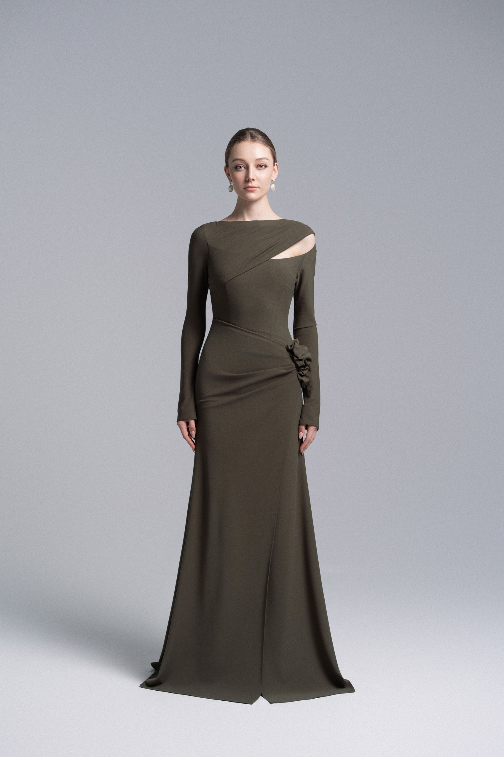 Pewter 3D Floral Mermaid Dress image 0