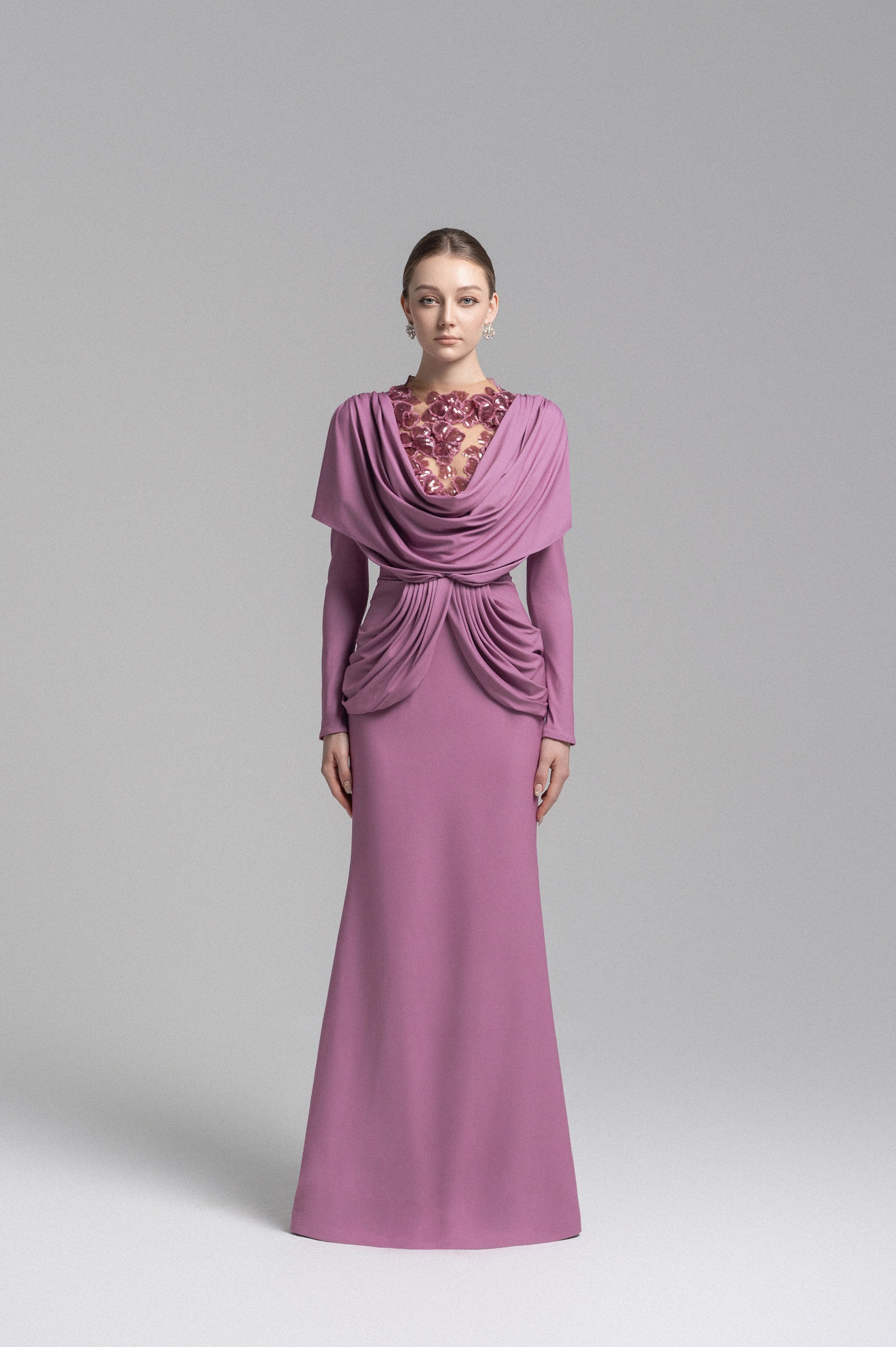 Ethereal Hooded Lace Evening Gown image 1