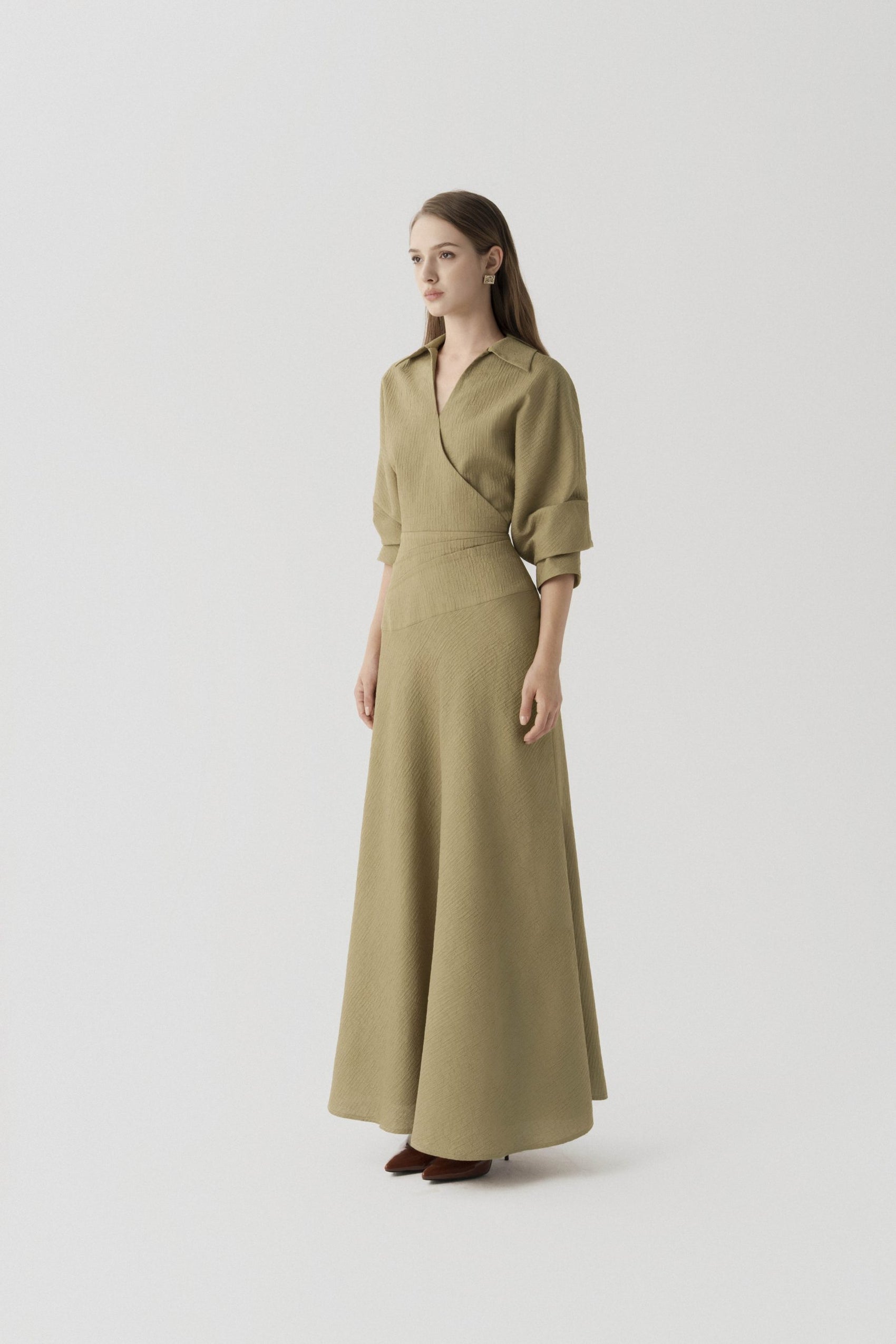 Dewlight Midi Dress in Warm Taupe image 1