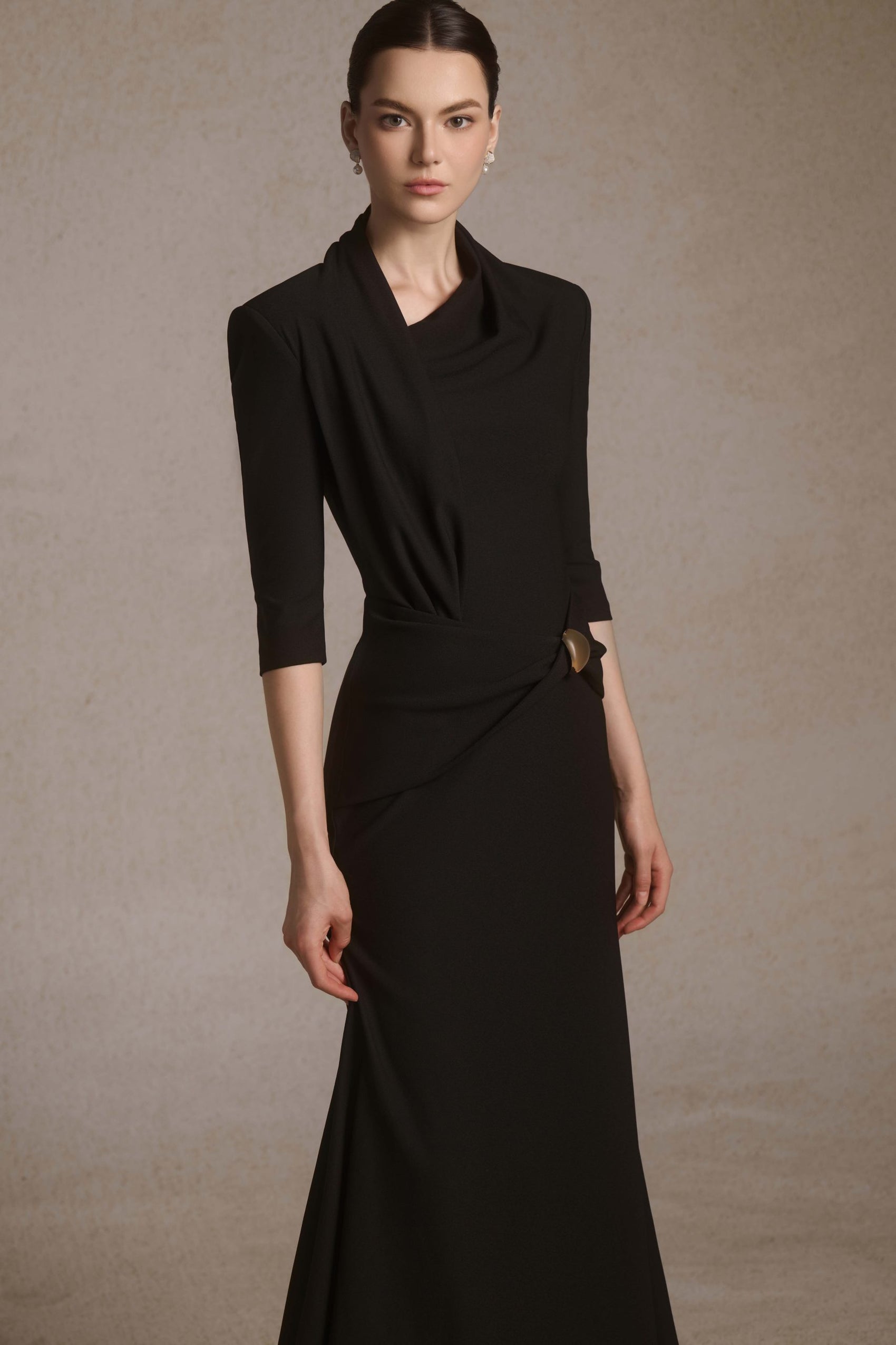 Astra Draped Midi in Black image 2