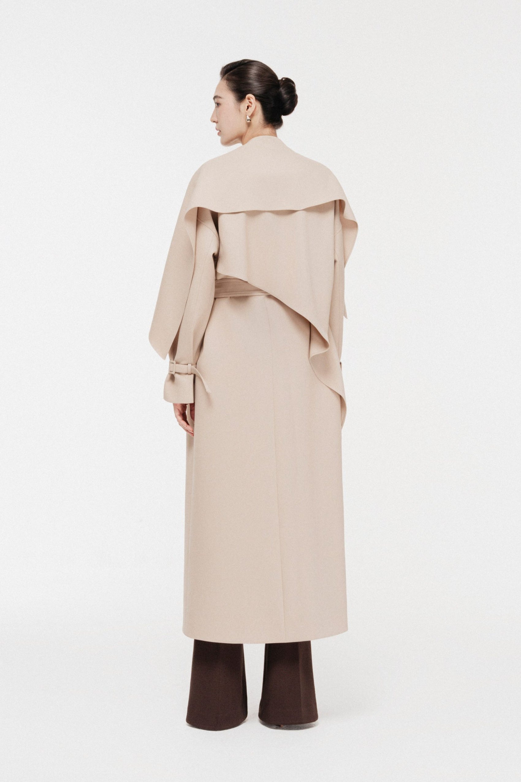 Cape-Collar Structured Trench Coat in Hazelnut image 2